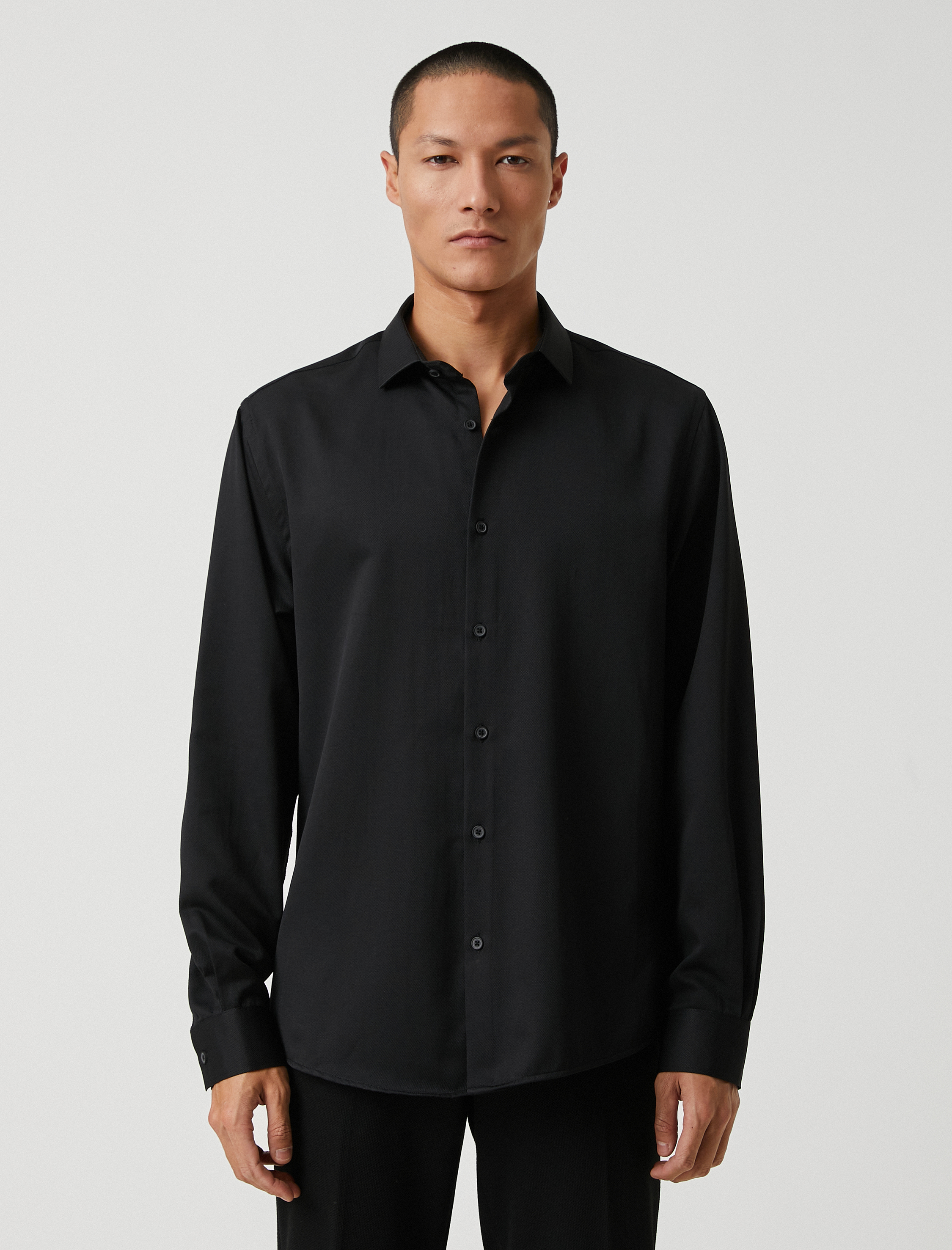   Basic Gömlek Klasik Manşet Yaka Uzun Kollu Non Iron