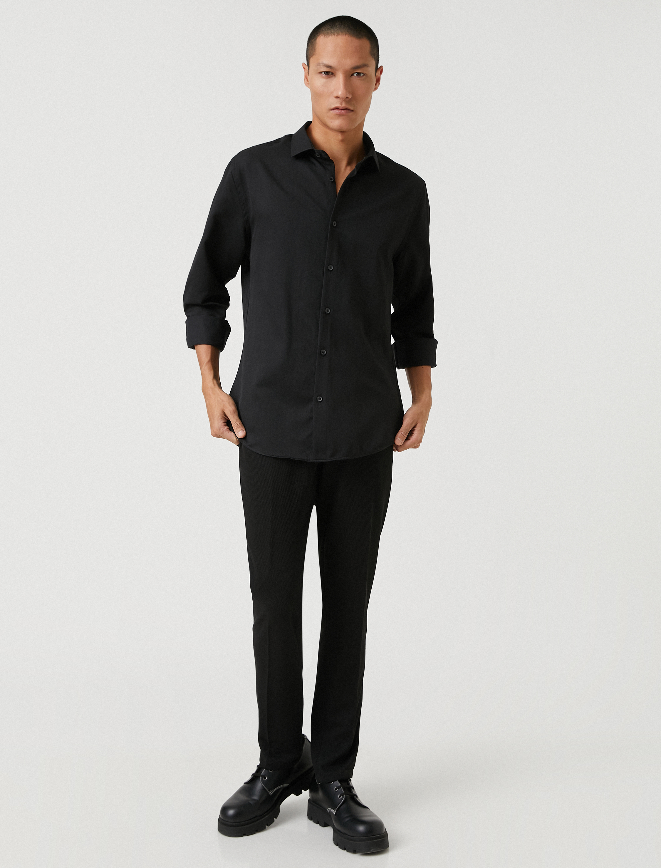   Basic Gömlek Klasik Manşet Yaka Uzun Kollu Non Iron