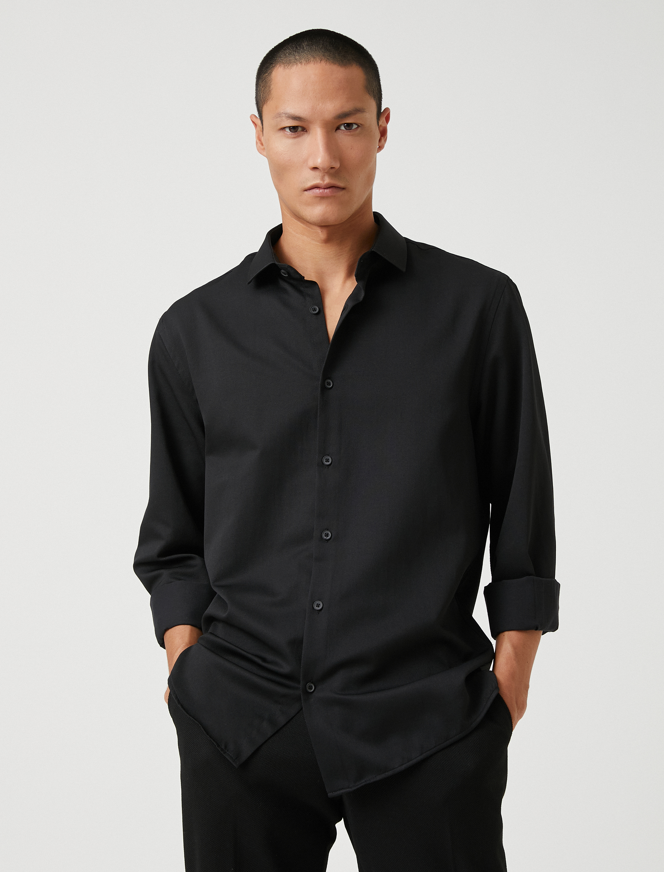   Basic Gömlek Klasik Manşet Yaka Uzun Kollu Non Iron