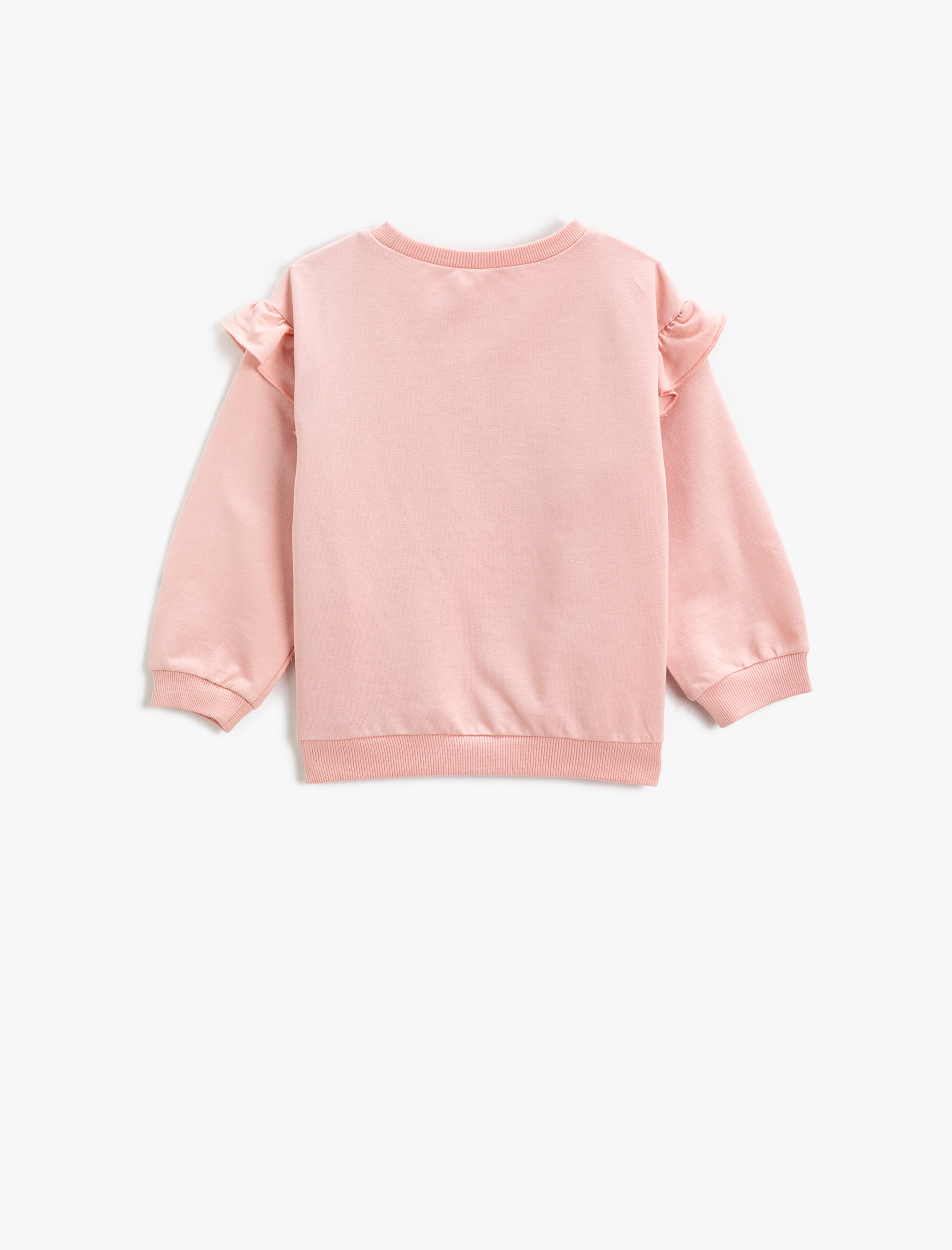  Kız Bebek Kabartma Baskılı Sweatshirt Uzun Kollu Bisiklet Yaka