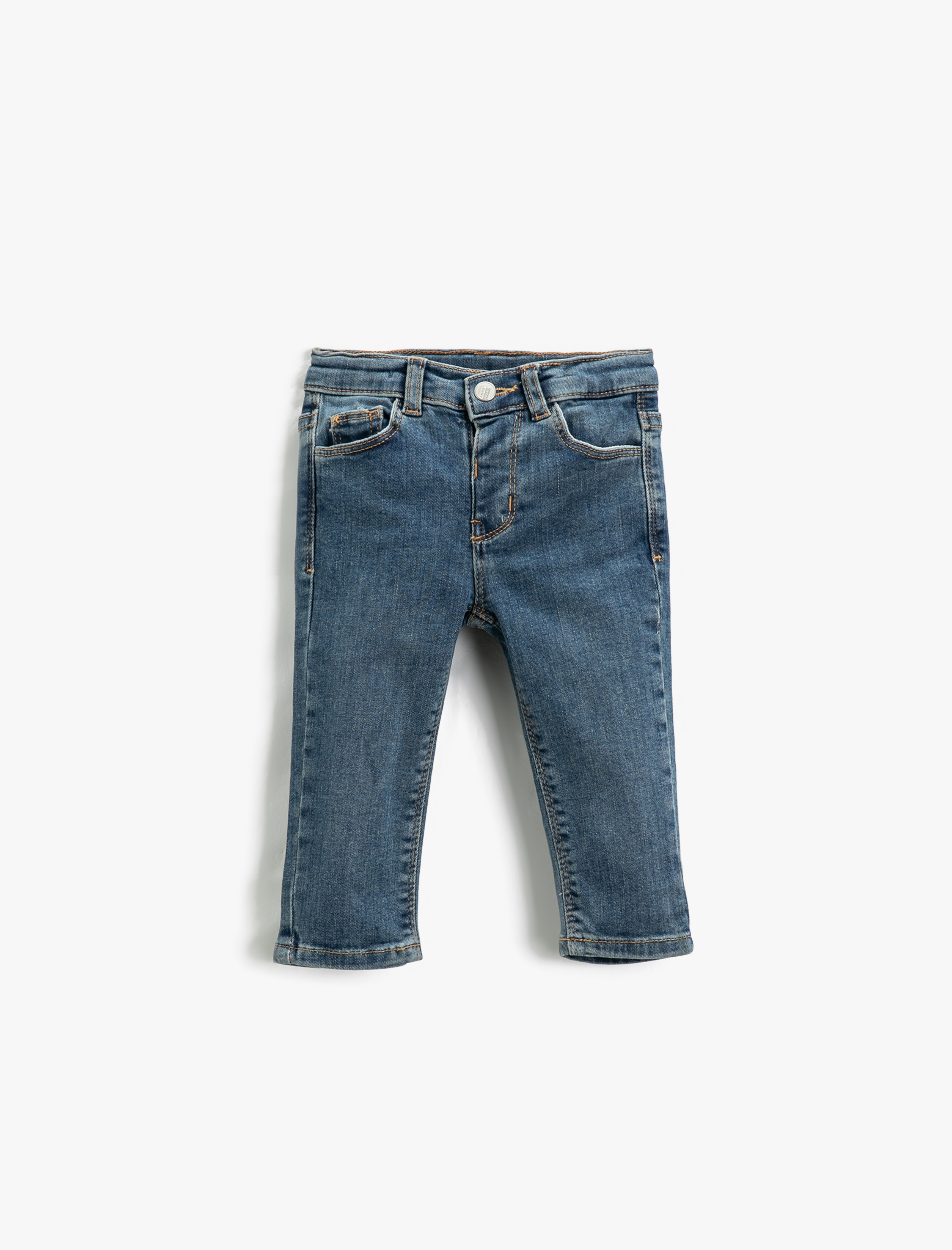 Koton Slim Fit Kot Pantolon Rahat Kesim Cepli Beli Ayarlanabilir Lastikli. 1