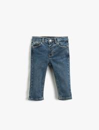 Slim Fit Kot Pantolon Rahat Kesim Cepli Beli Ayarlanabilir Lastikli