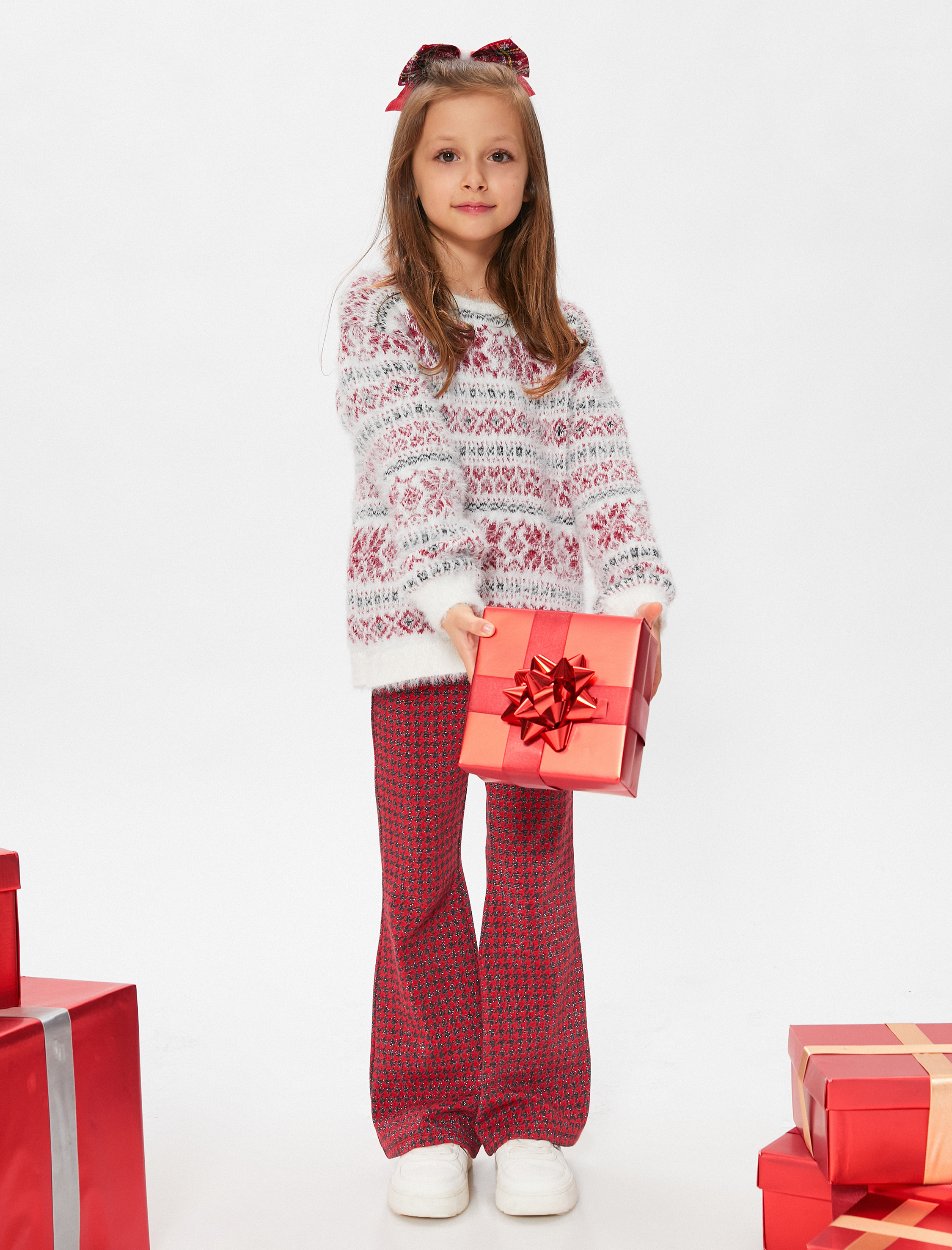  Kız Çocuk Triko Kazak Yuvarlak Yaka