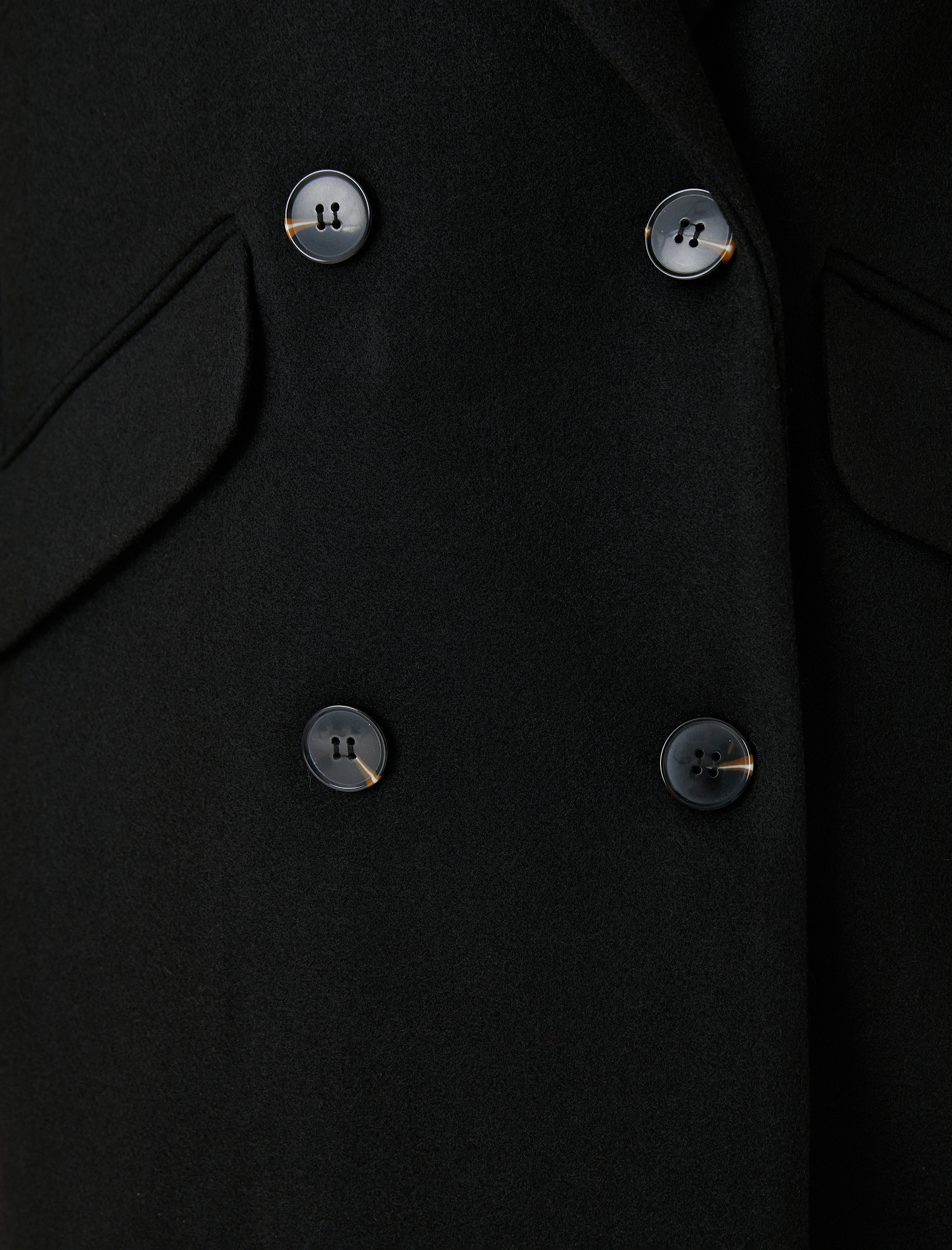 Kruvaze Oversize Kaşe Kaban Yakası Çıkarılabilir Peluş Detaylı