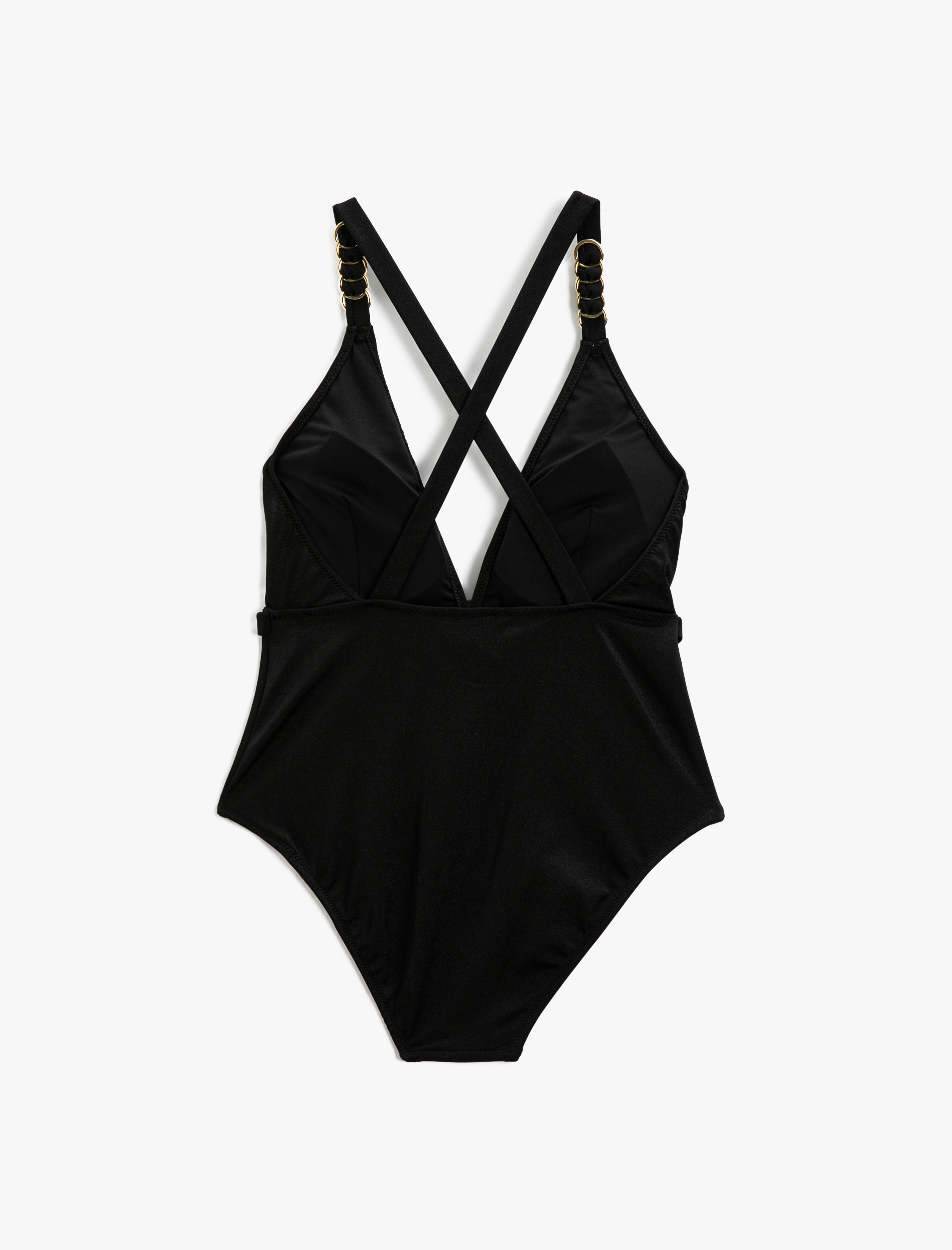   Metal Aksesuarlı Mayo Kaplı Çapraz Askılı