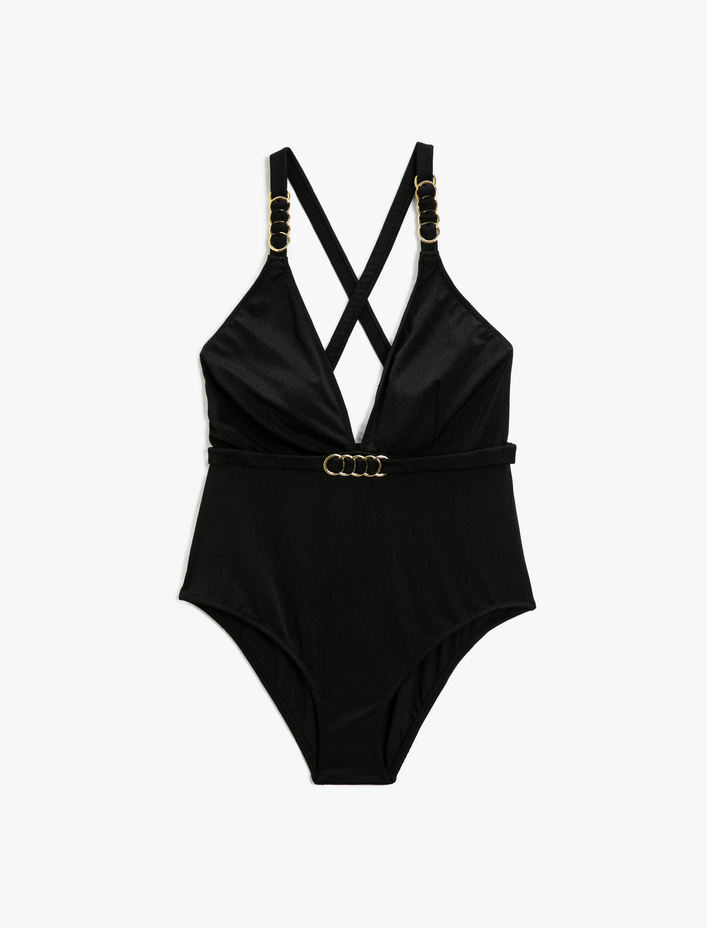   Metal Aksesuarlı Mayo Kaplı Çapraz Askılı