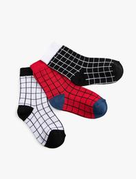 3’lü Çok Renkli Geometrik Baskılı Çorap Seti