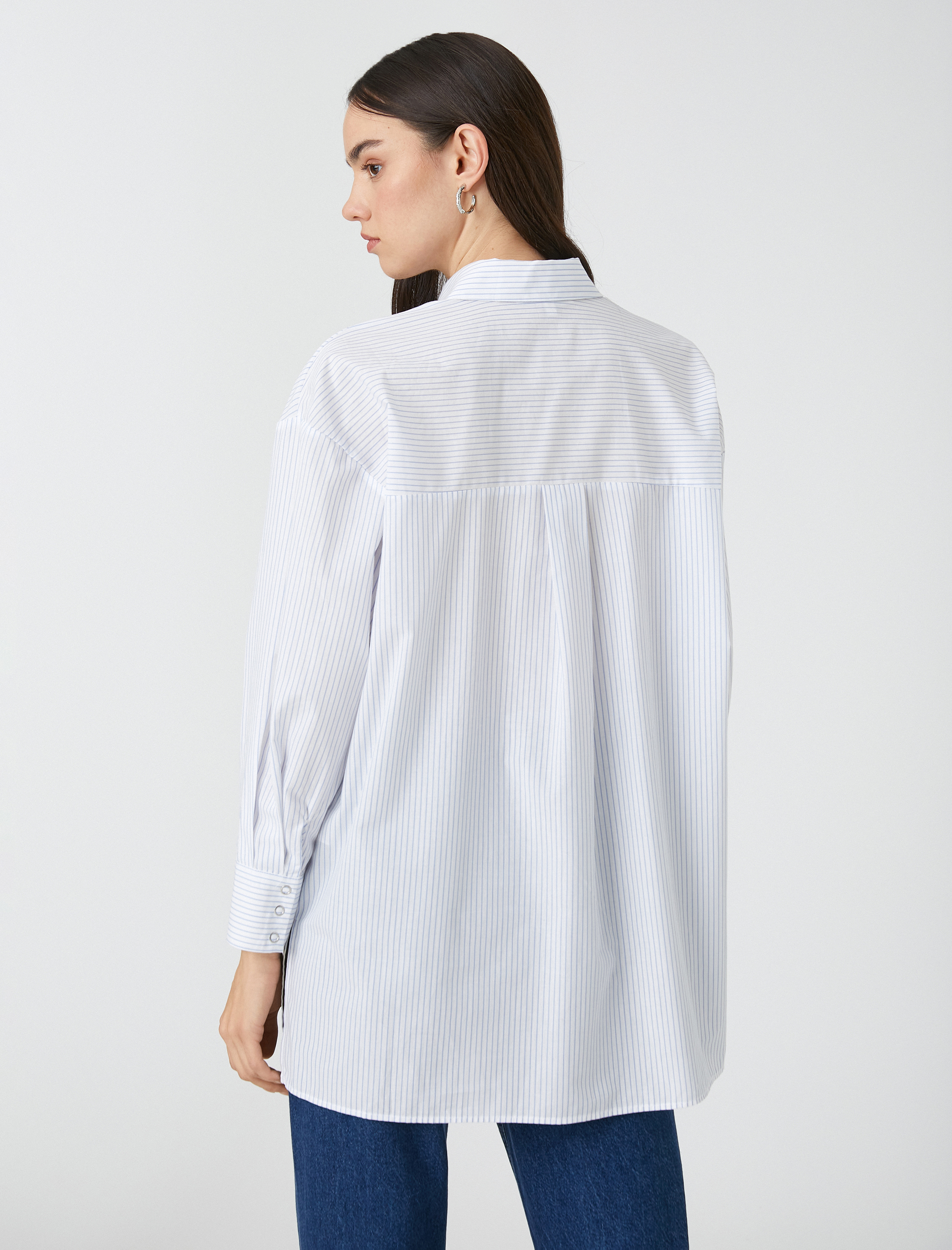   Oversize Poplin Gömlek Çıtçıtlı Uzun Kollu
