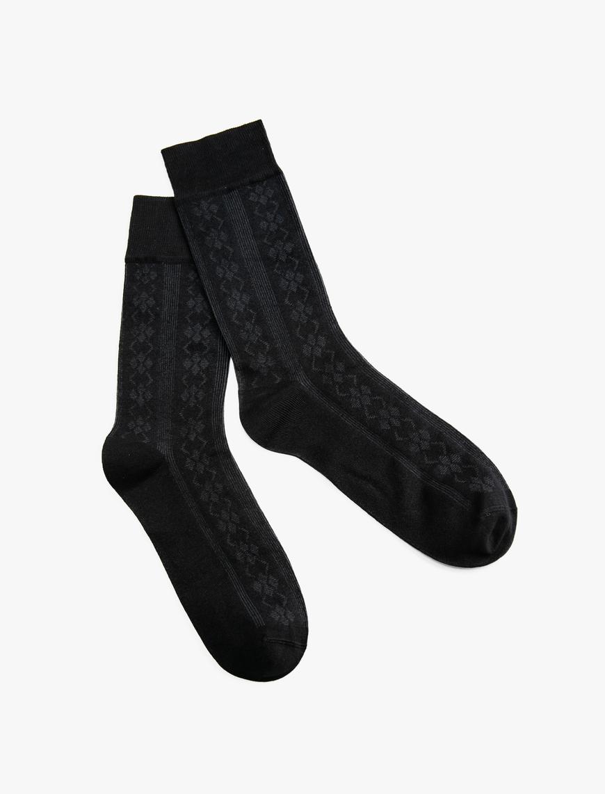 Erkek Basic Soket Çorap Geometrik Desenli