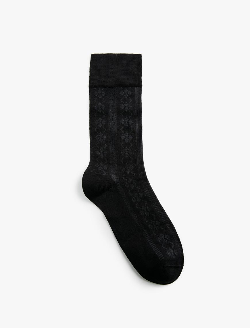  Erkek Basic Soket Çorap Geometrik Desenli