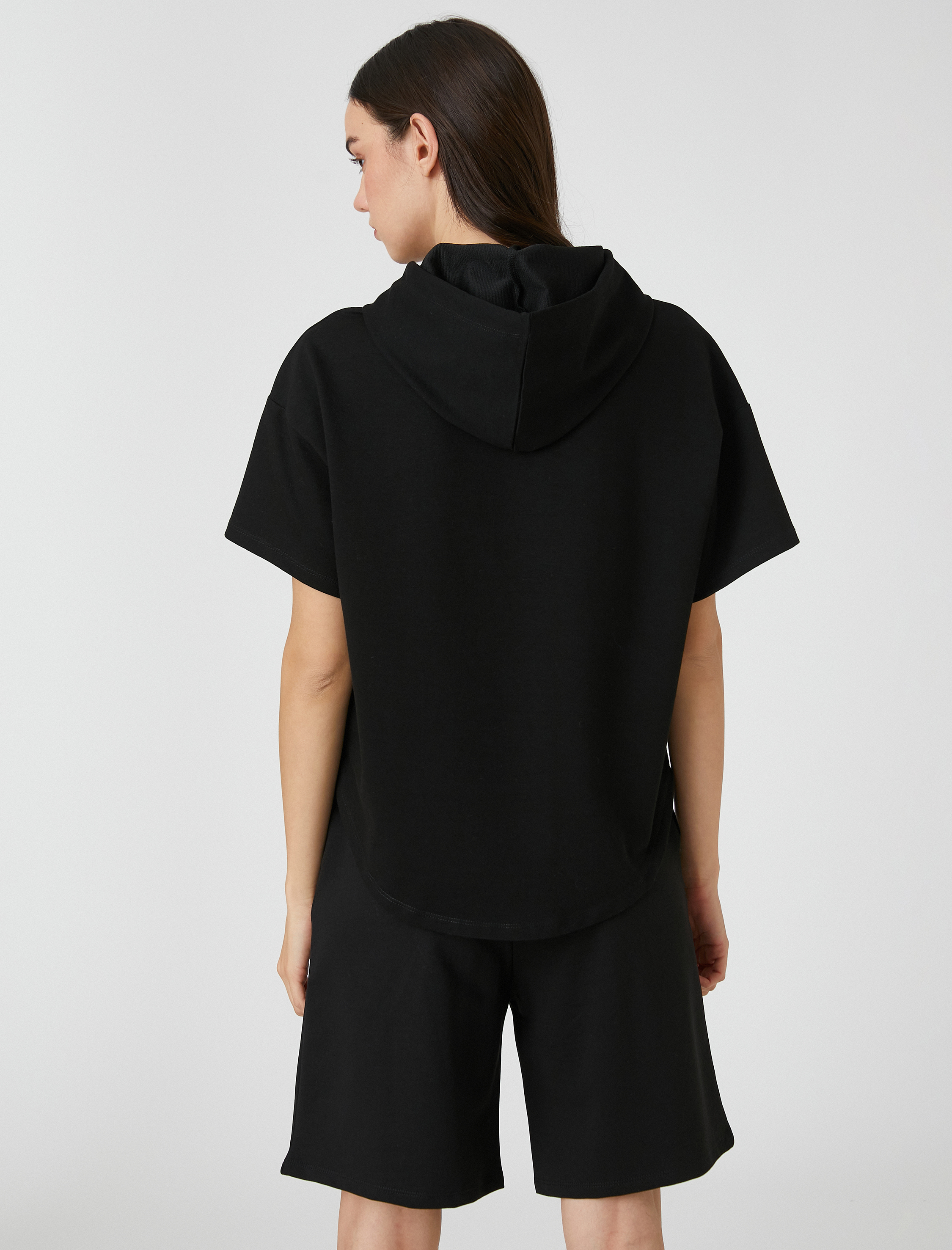  Kapüşonlu Sweatshirt Kısa Kollu Relax Fit
