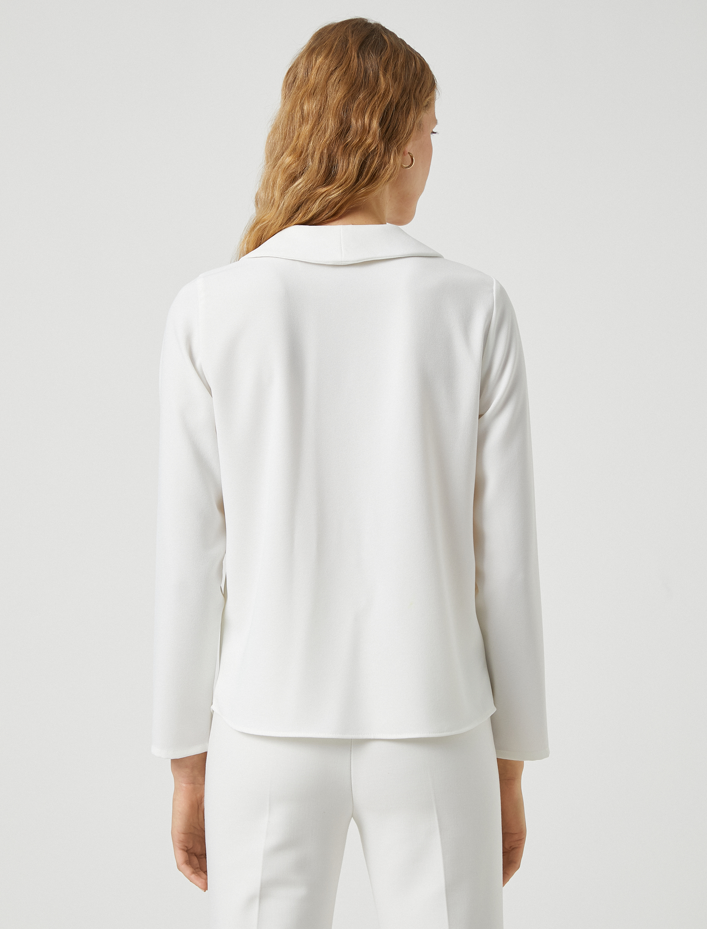   Düğüm Detaylı Bluz Şal Yaka Uzun Kollu