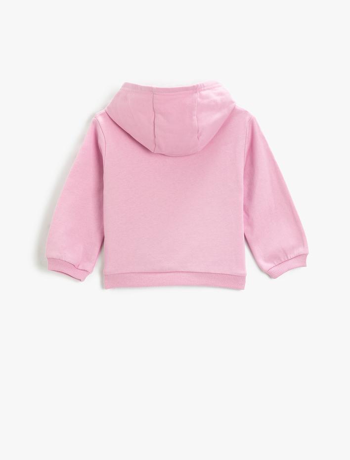 Kız Bebek Basic Kapşonlu Sweathirt Uzun Kollu