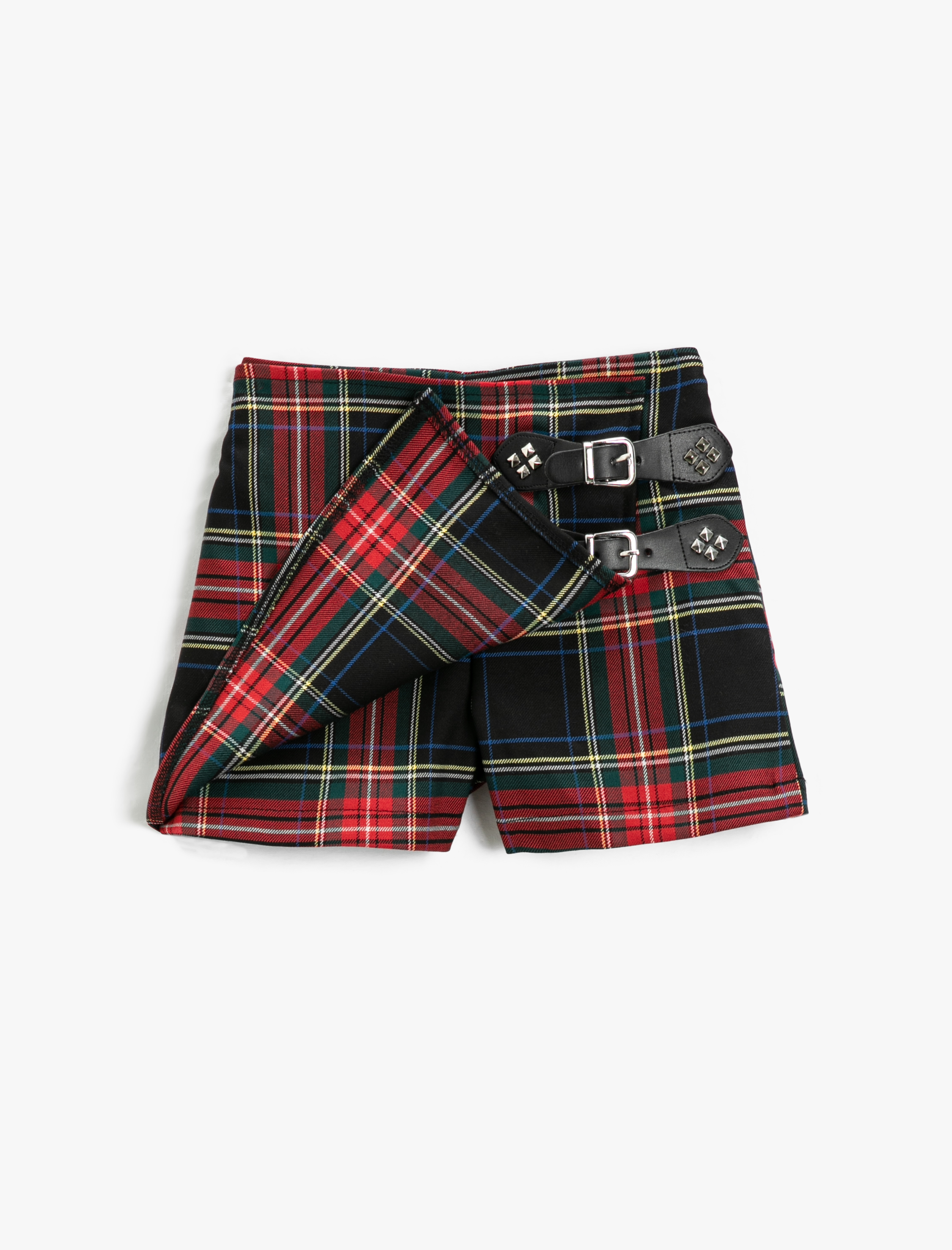  Kız Çocuk Mini Şort Etek Kemer Detaylı Kruvaze