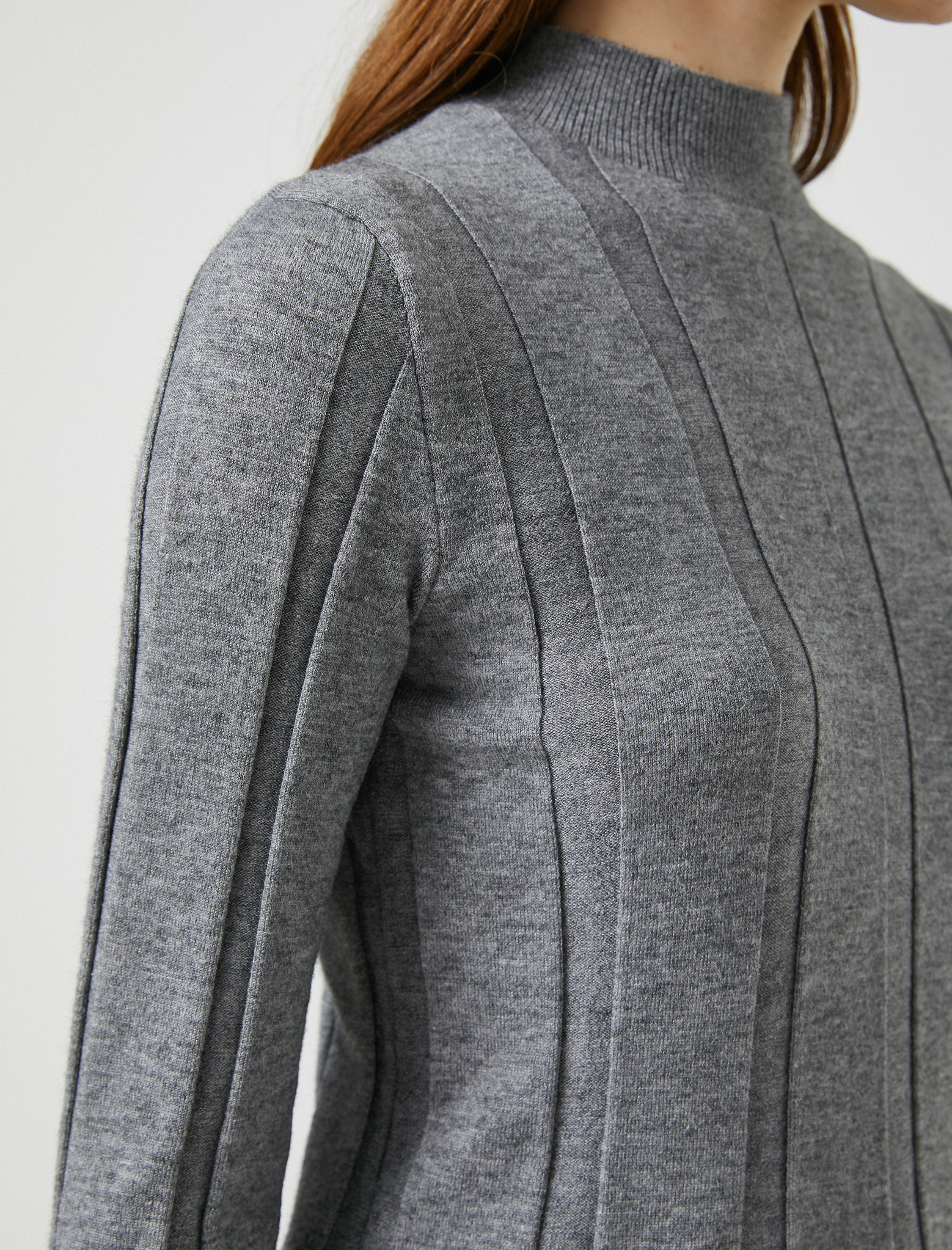   Yarım Balıkçı Yaka Kazak Triko Ribanalı