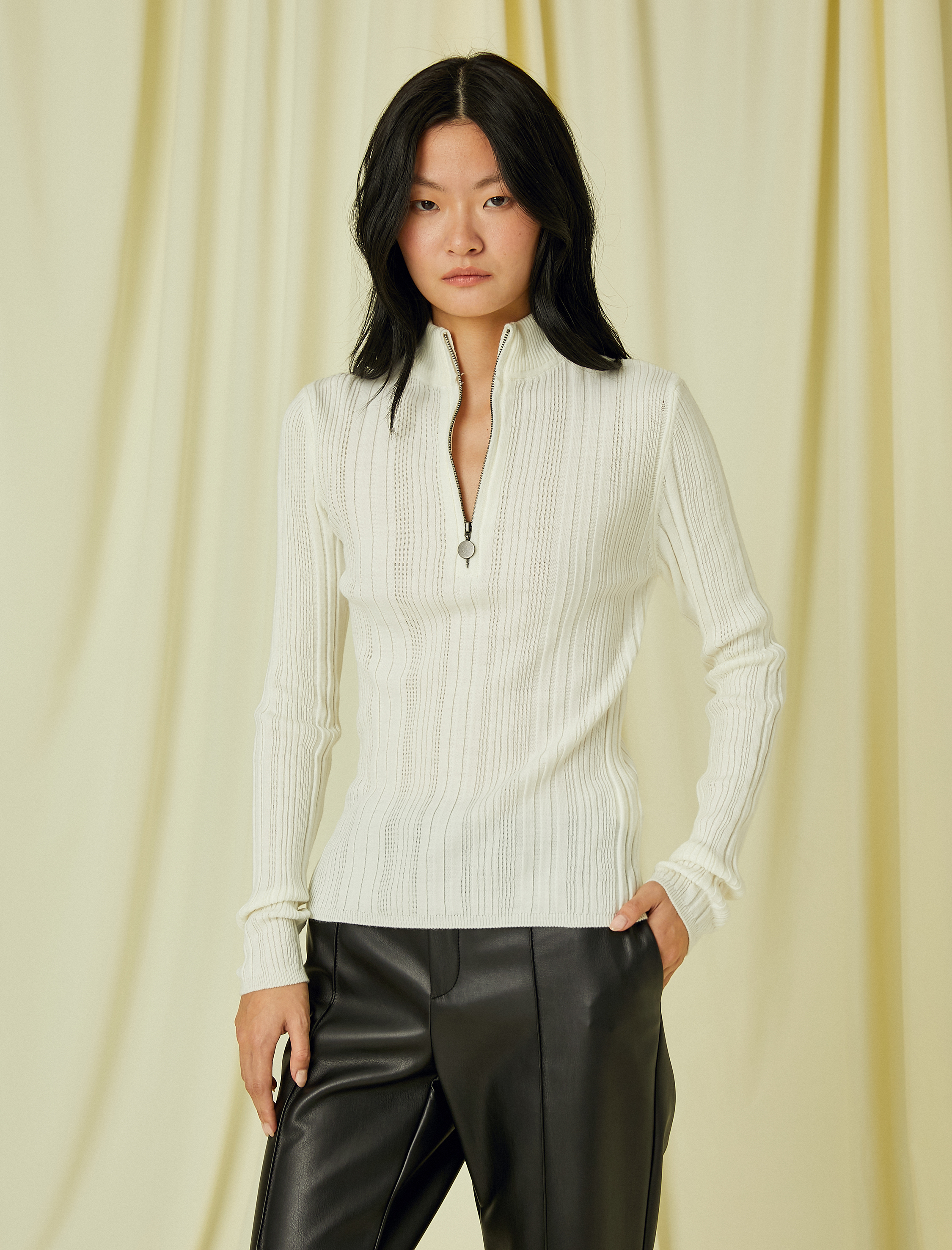   Fermuarlı Basic Hırka Kaşmir Dokulu