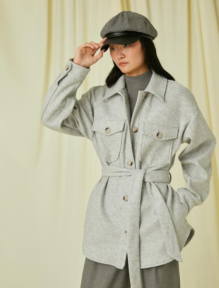  Cepli Shacket Kuşaklı