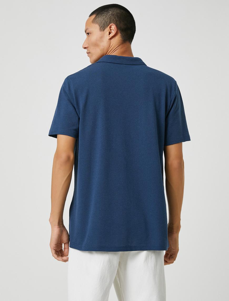   Basic Tişört Polo Yaka Düğmeli Kısa Kollu