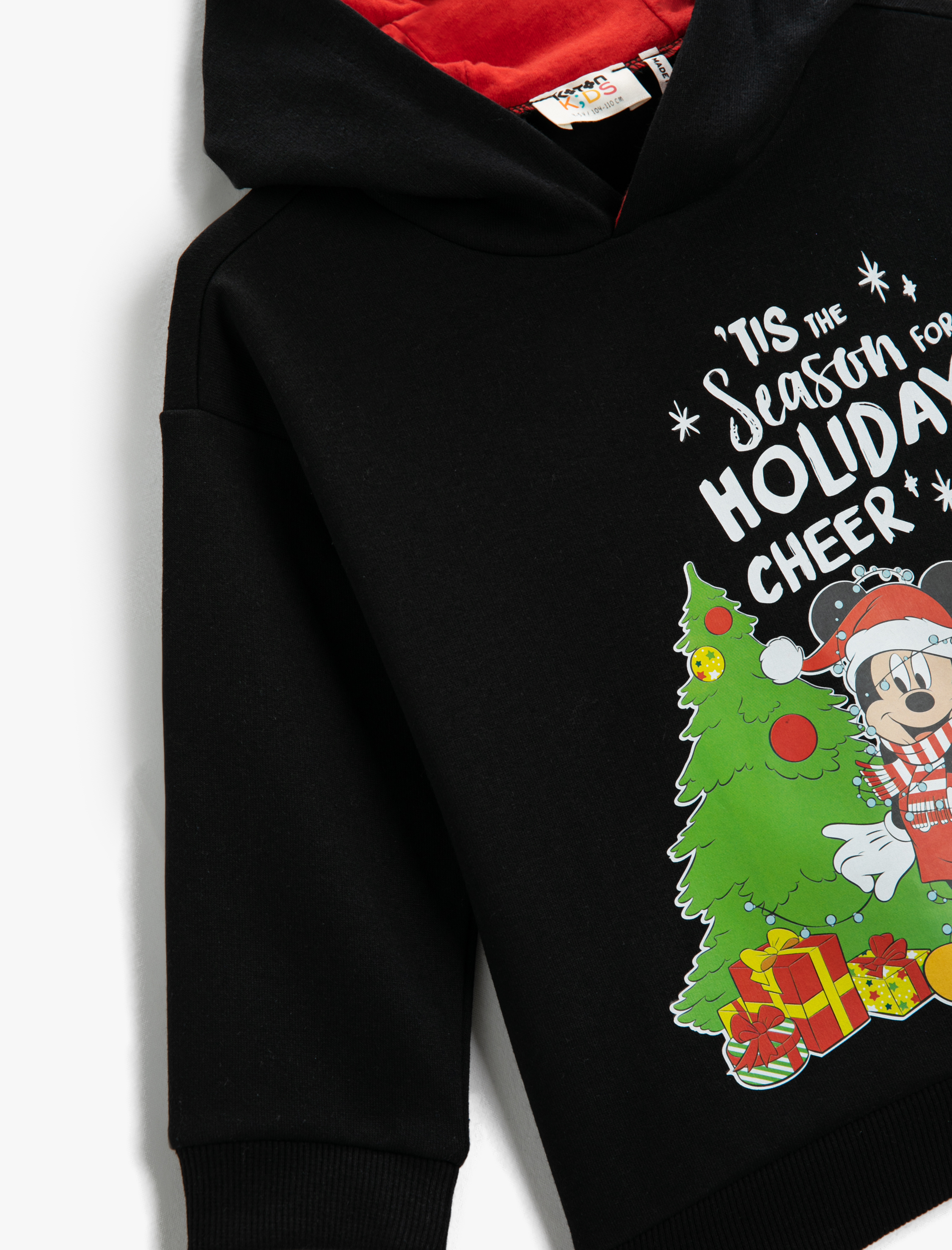  Erkek Çocuk Mickey Mouse Kapşonlu Sweat Yılbaşı Temalı Lisanslı