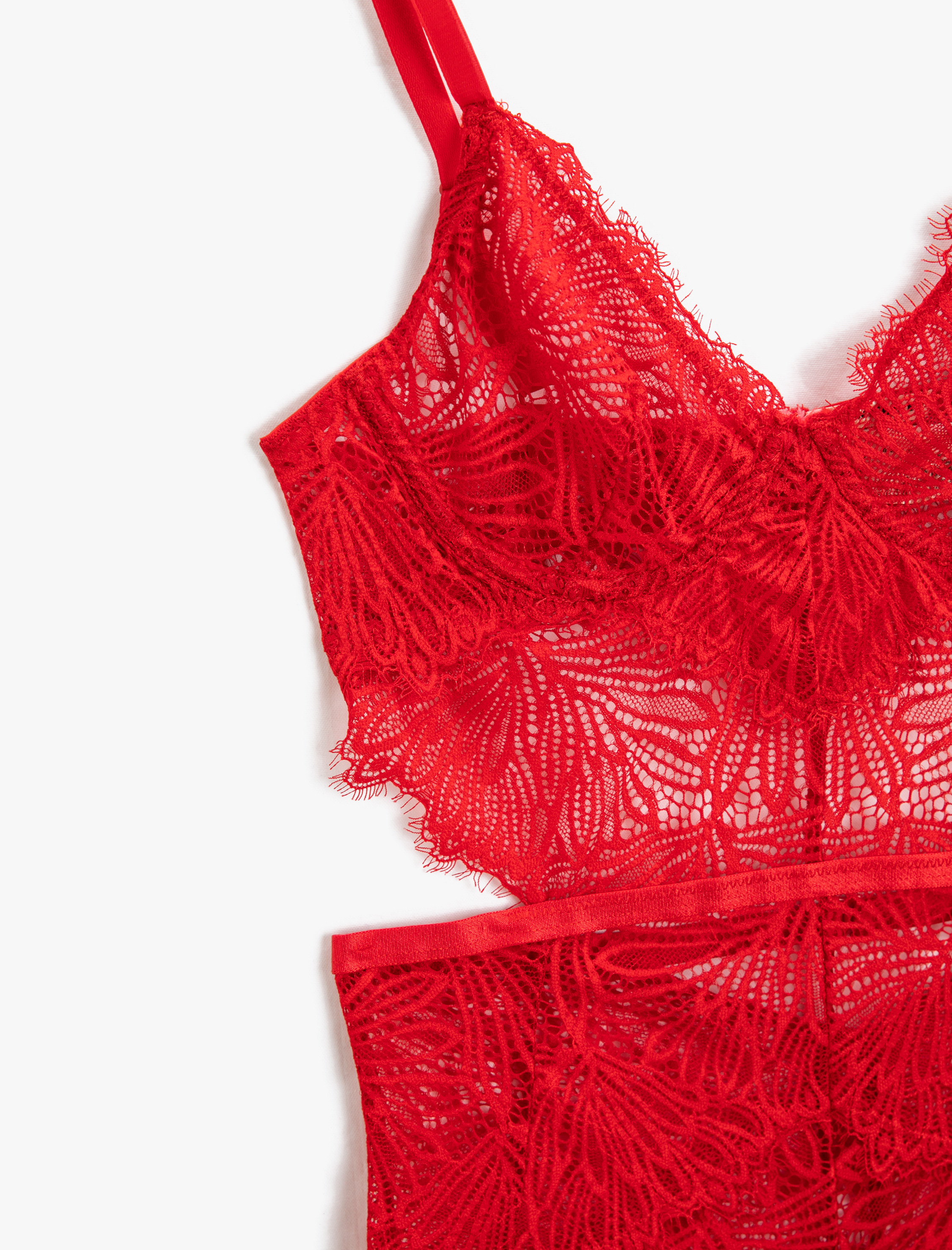   Bodysuit Dantelli Balenli İnce Askılı