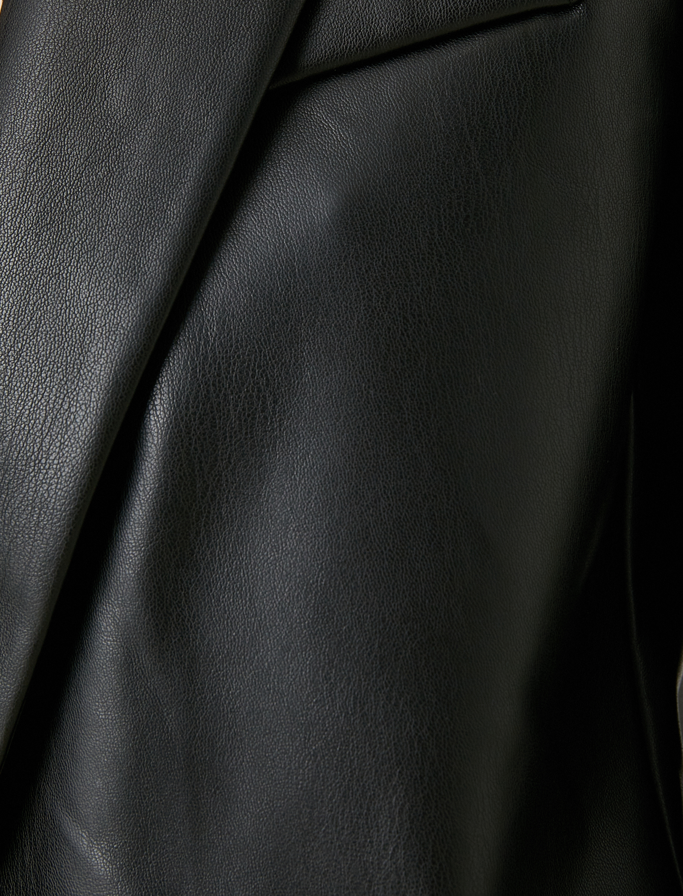   Suni Deri Blazer Ceket Cep Detaylı Tek Düğmeli