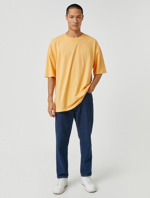   Basic Oversize Tişört Bisiklet Yaka Kısa Kollu