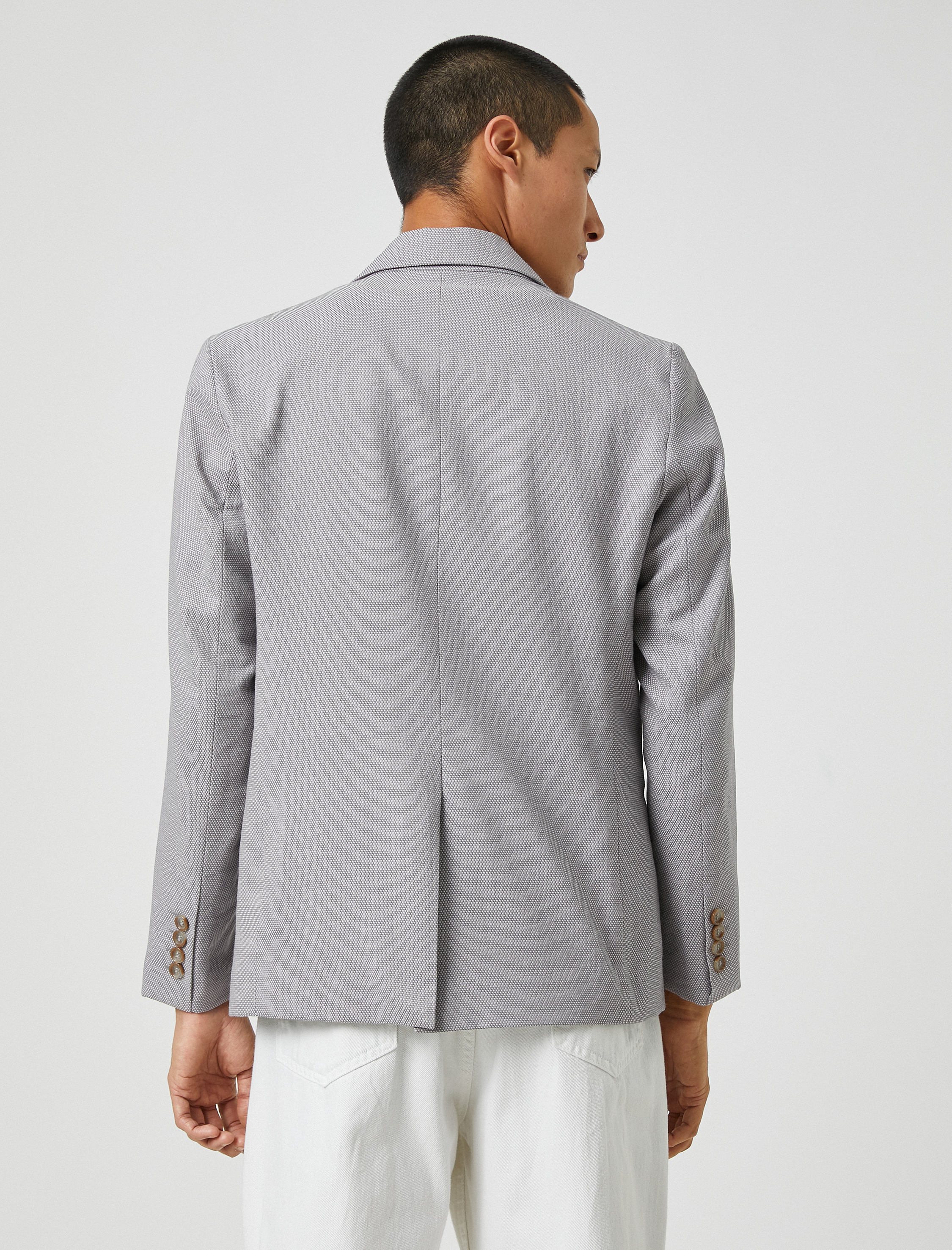   Basic Blazer Ceket Geniş Yaka Düğmeli Cep Detaylı