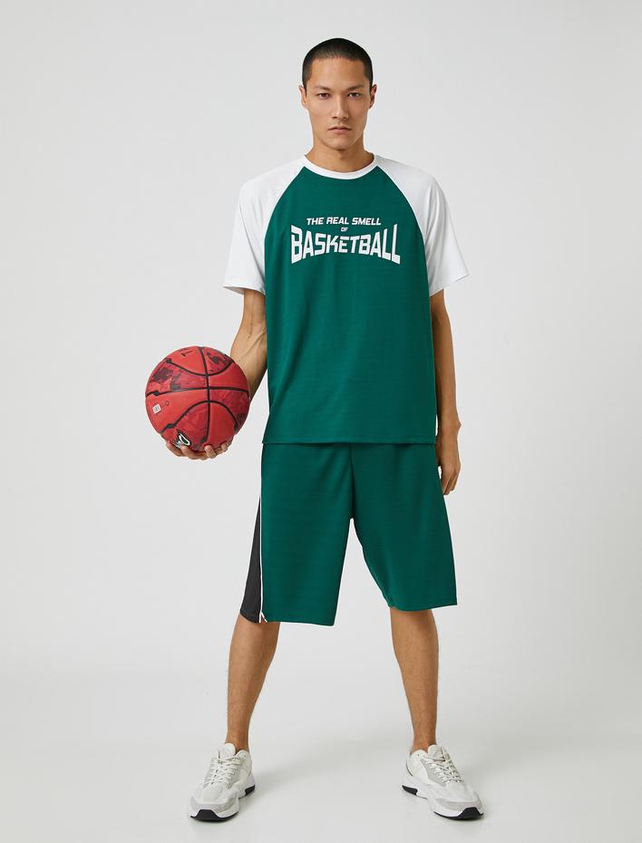  Oversize Spor Tişört Kolej Baskılı Bisiklet Yaka Nefes Alan Kumaş