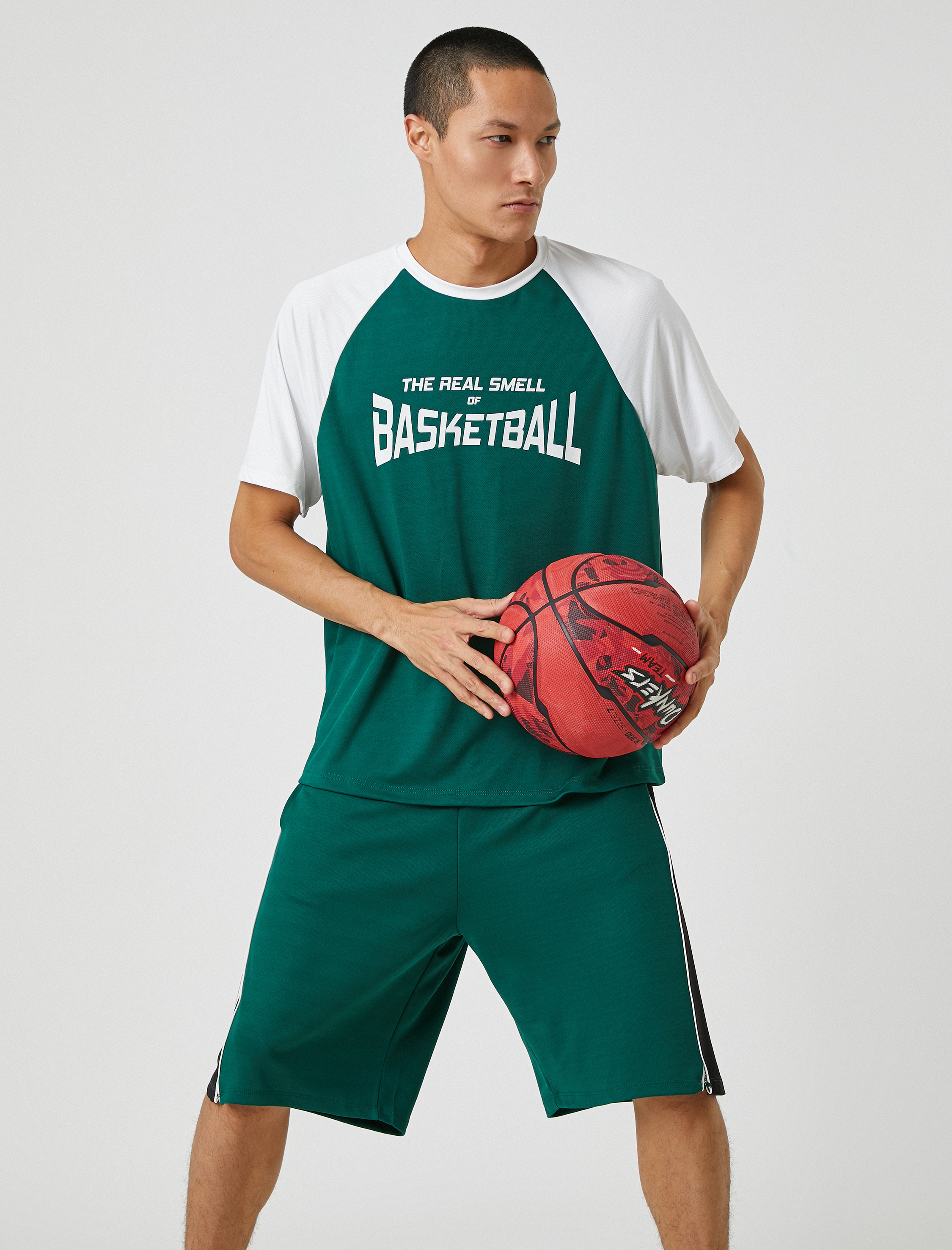   Oversize Spor Tişört Kolej Baskılı Bisiklet Yaka Nefes Alan Kumaş