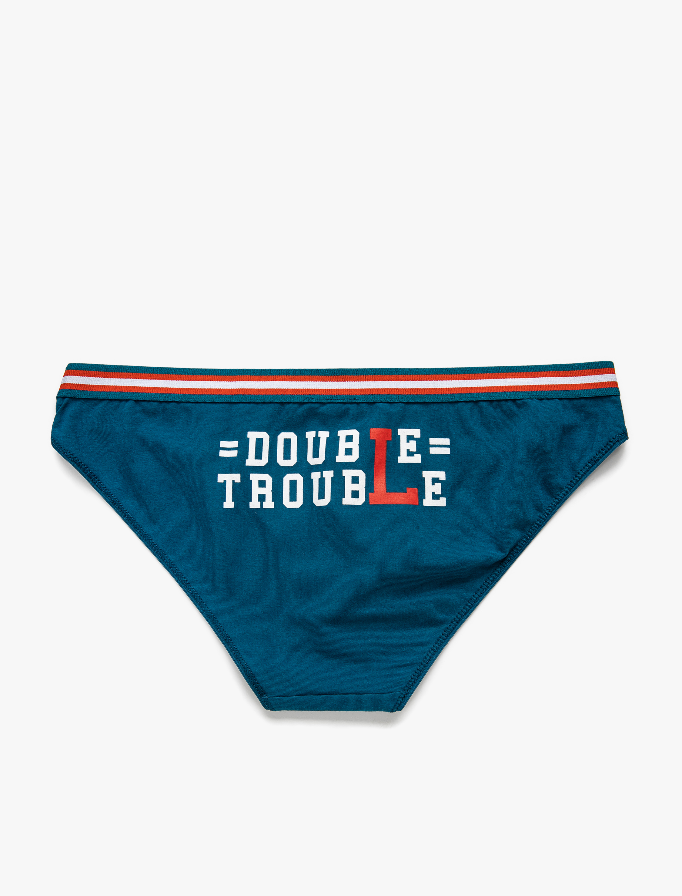   Pamuklu Brief Külot Arkası Slogan Baskılı