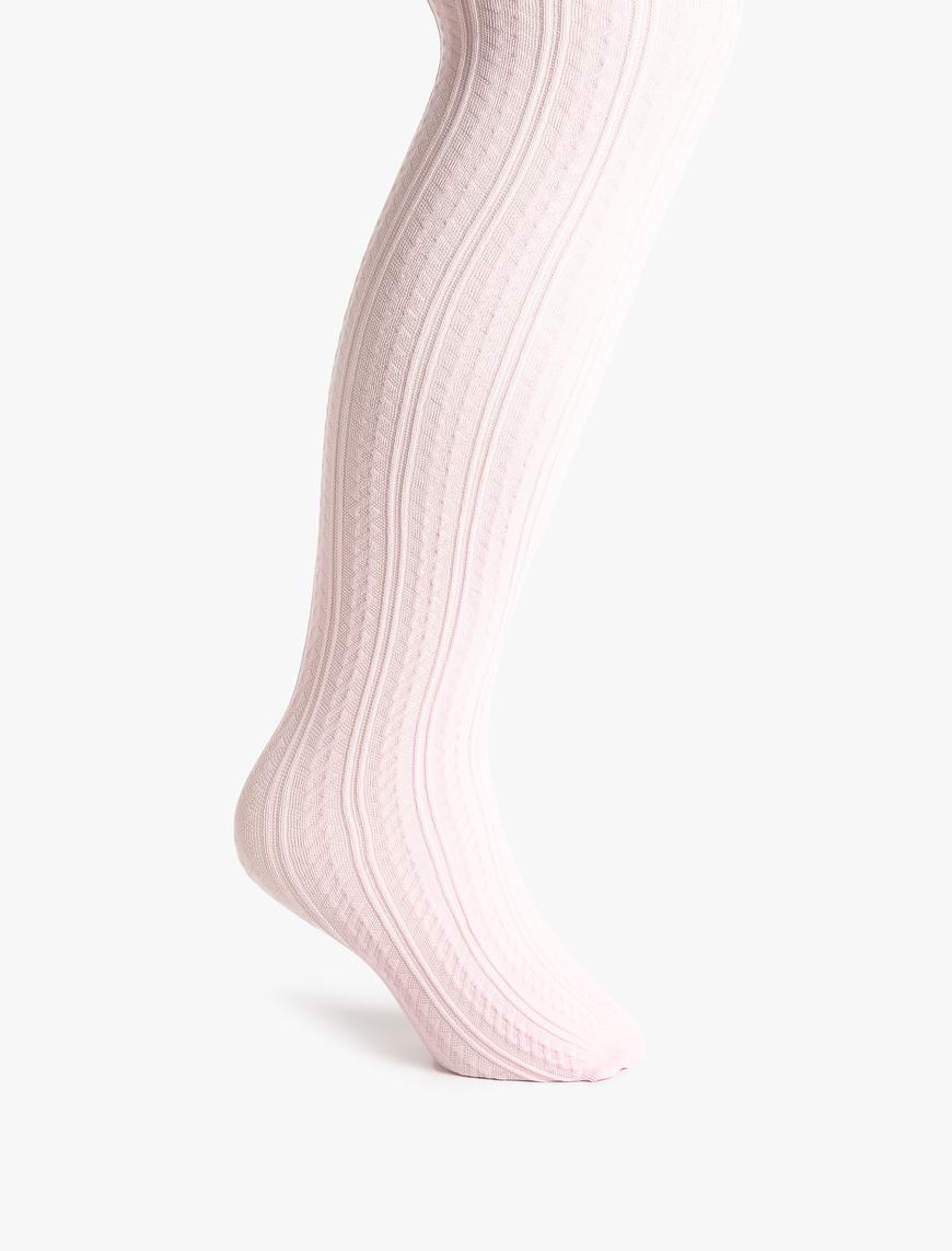  Kız Çocuk Balıksırtı Desenli Külotlu Çorap 60 Den