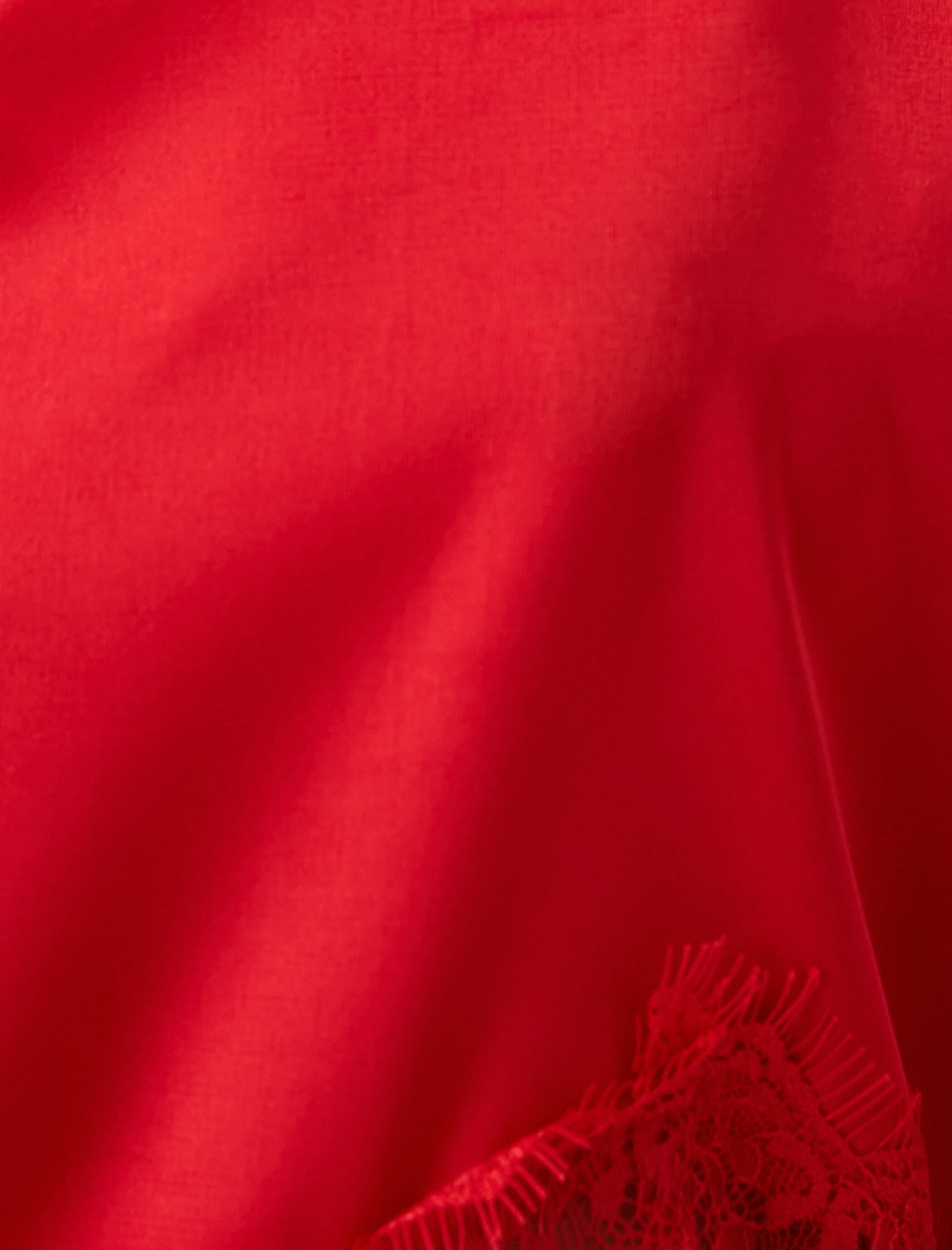   Saten Pijama Üstü İnce Askılı Dantel Detaylı