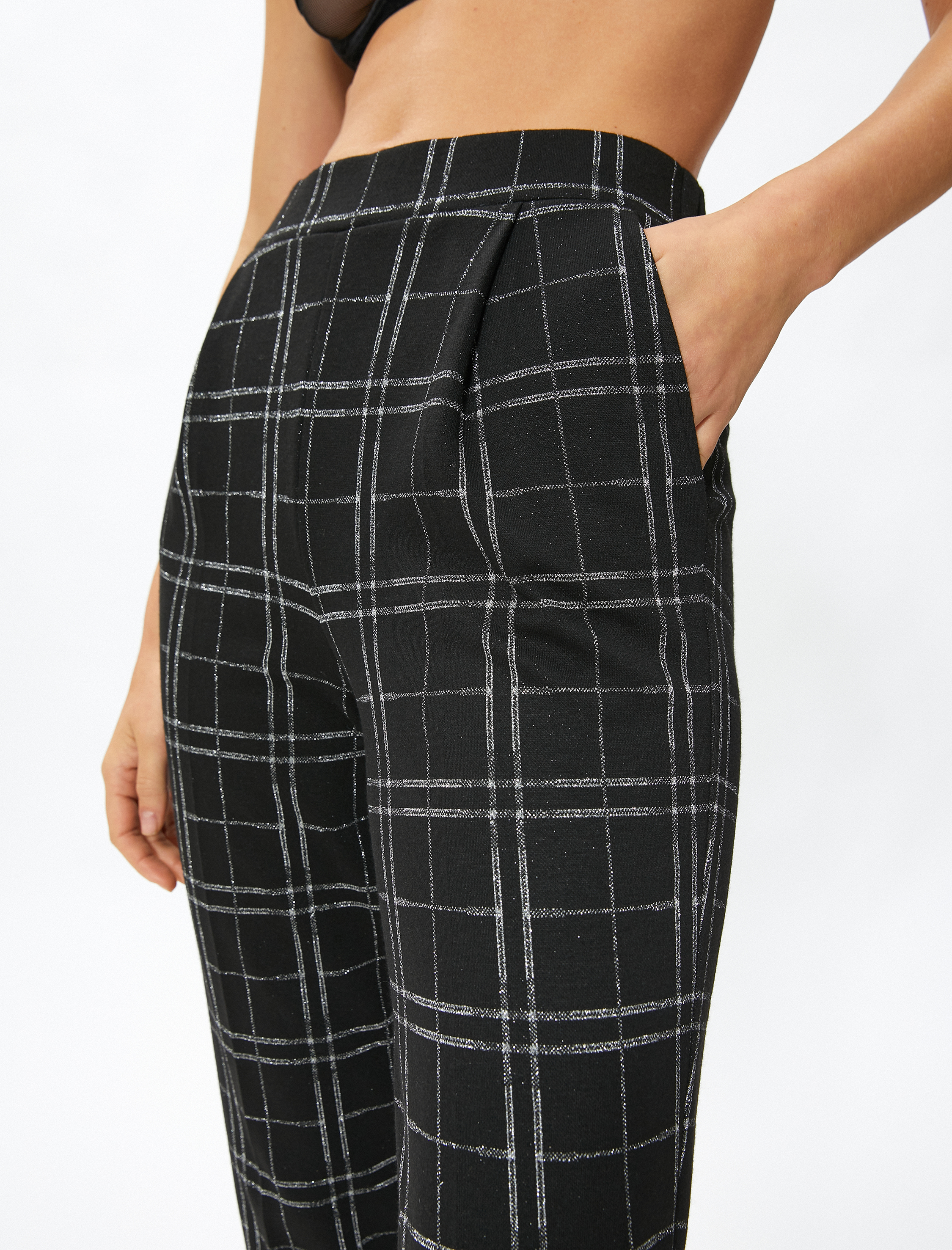   Simli Havuç Pantolon Cepli Beli Lastikli