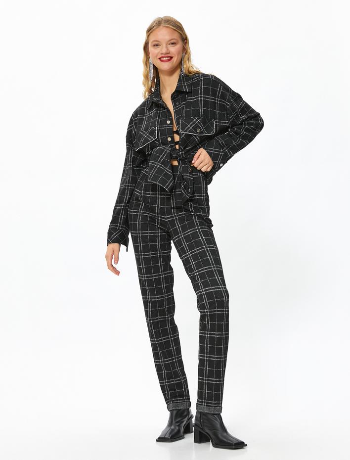  Simli Havuç Pantolon Cepli Beli Lastikli