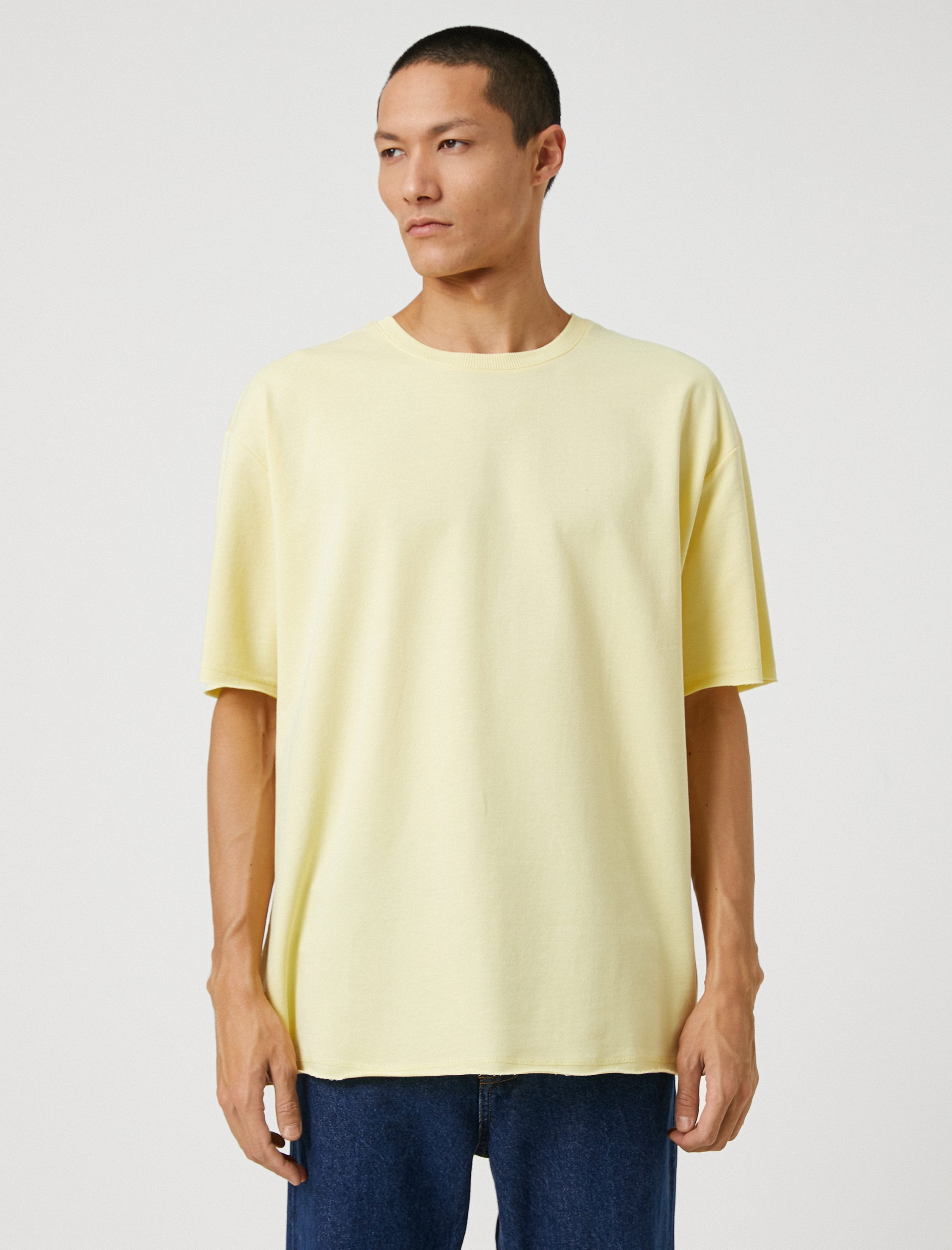   Basic Oversize Tişört Bisiklet Yaka Kısa Kollu