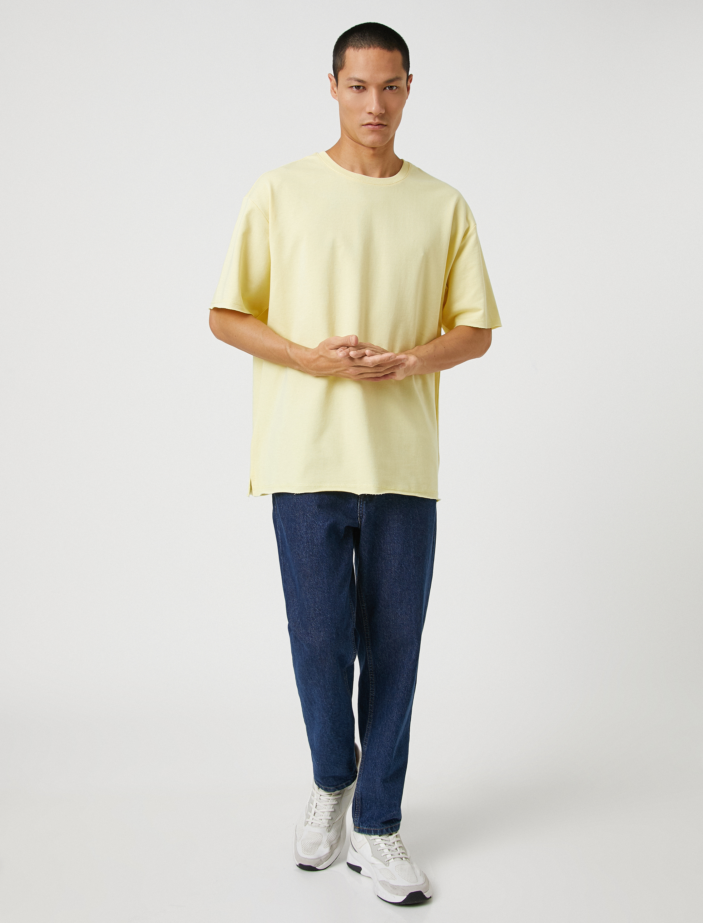   Basic Oversize Tişört Bisiklet Yaka Kısa Kollu