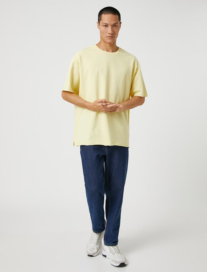  Basic Oversize Tişört Bisiklet Yaka Kısa Kollu