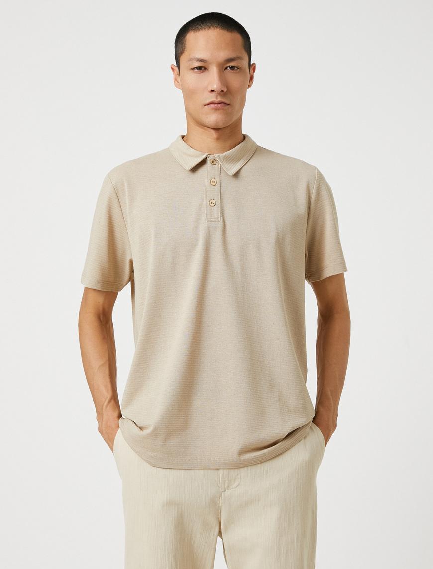   Basic Tişört Polo Yaka Düğmeli Kısa Kollu