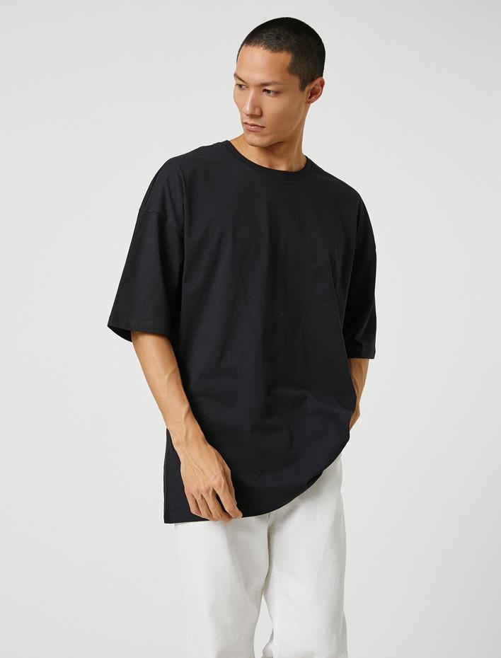  Basic Oversize Tişört Bisiklet Yaka Kısa Kollu