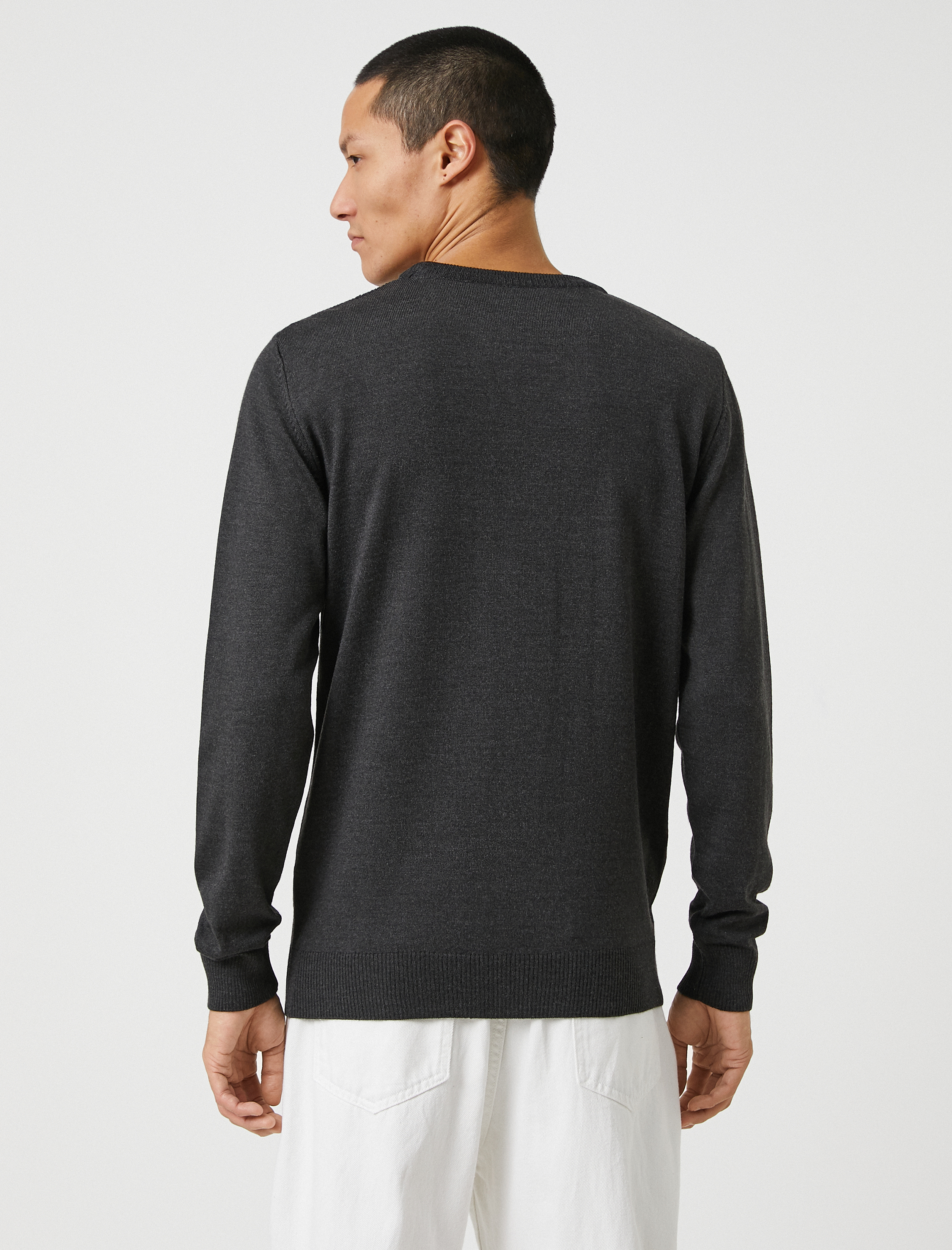   Basic Triko Kazak Örgü Detaylı Bisiklet Yaka