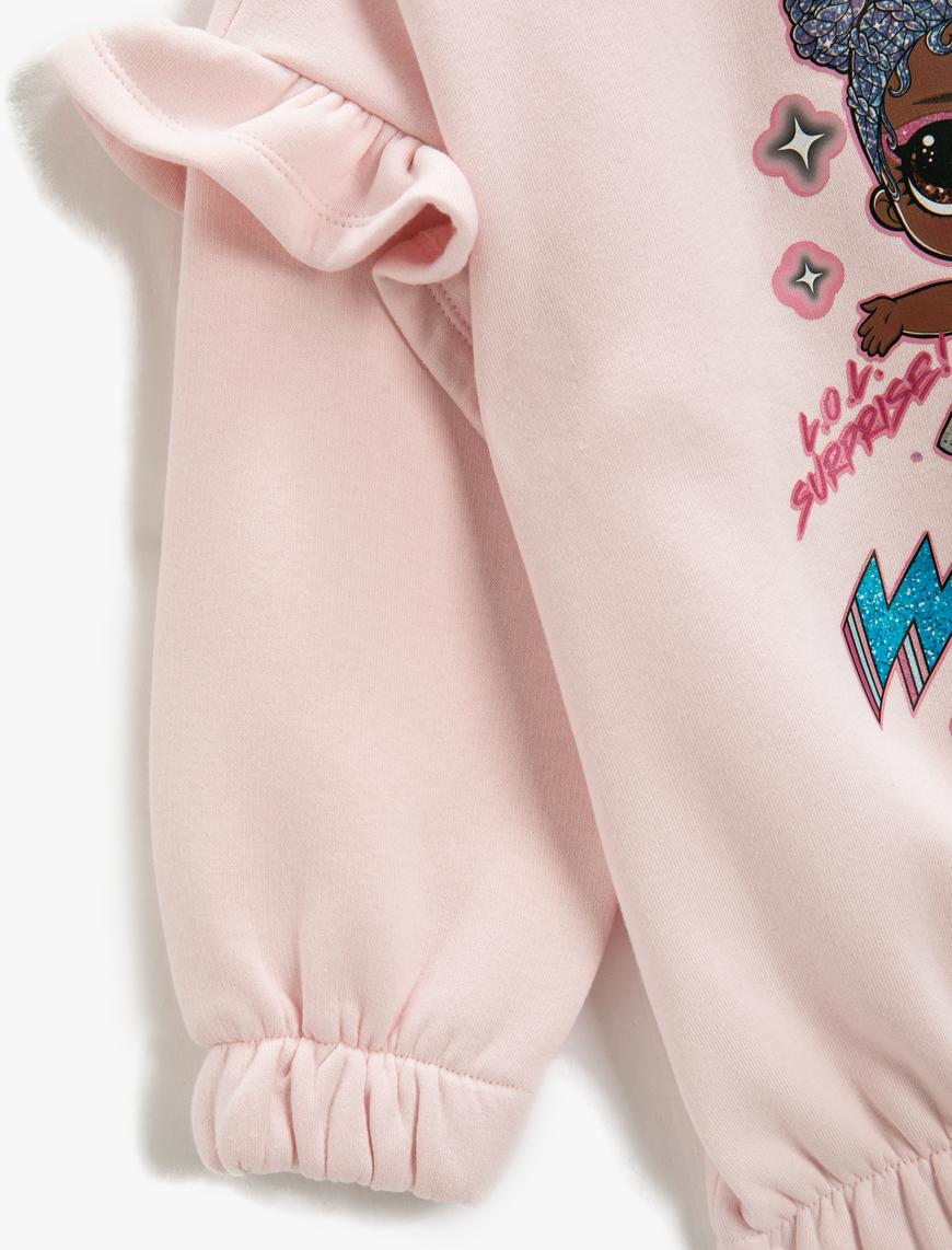  Kız Çocuk Lol Surprise Baskılı Sweatshirt Lisanslı Fırfır Detaylı Uzun Kollu