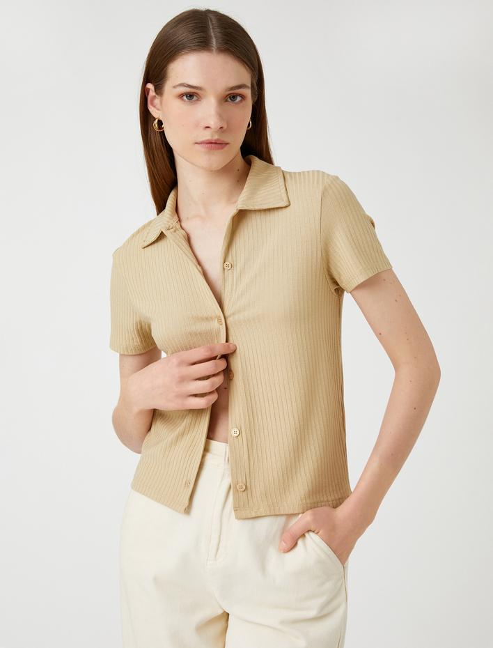  Kaşkorse Gömlek Kısa Kollu Düğmeli