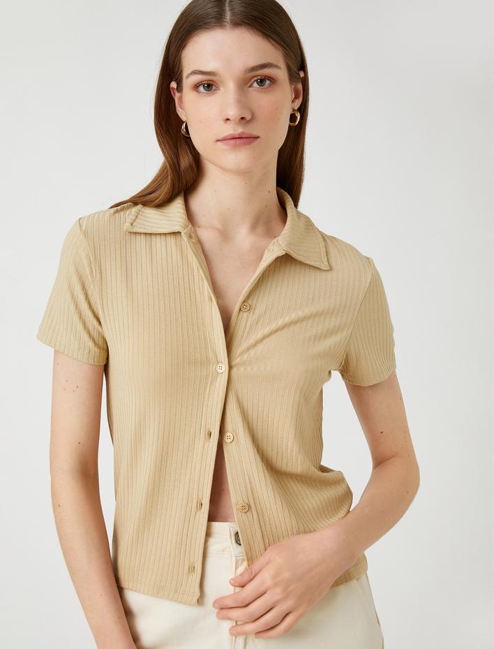  Kaşkorse Gömlek Kısa Kollu Düğmeli