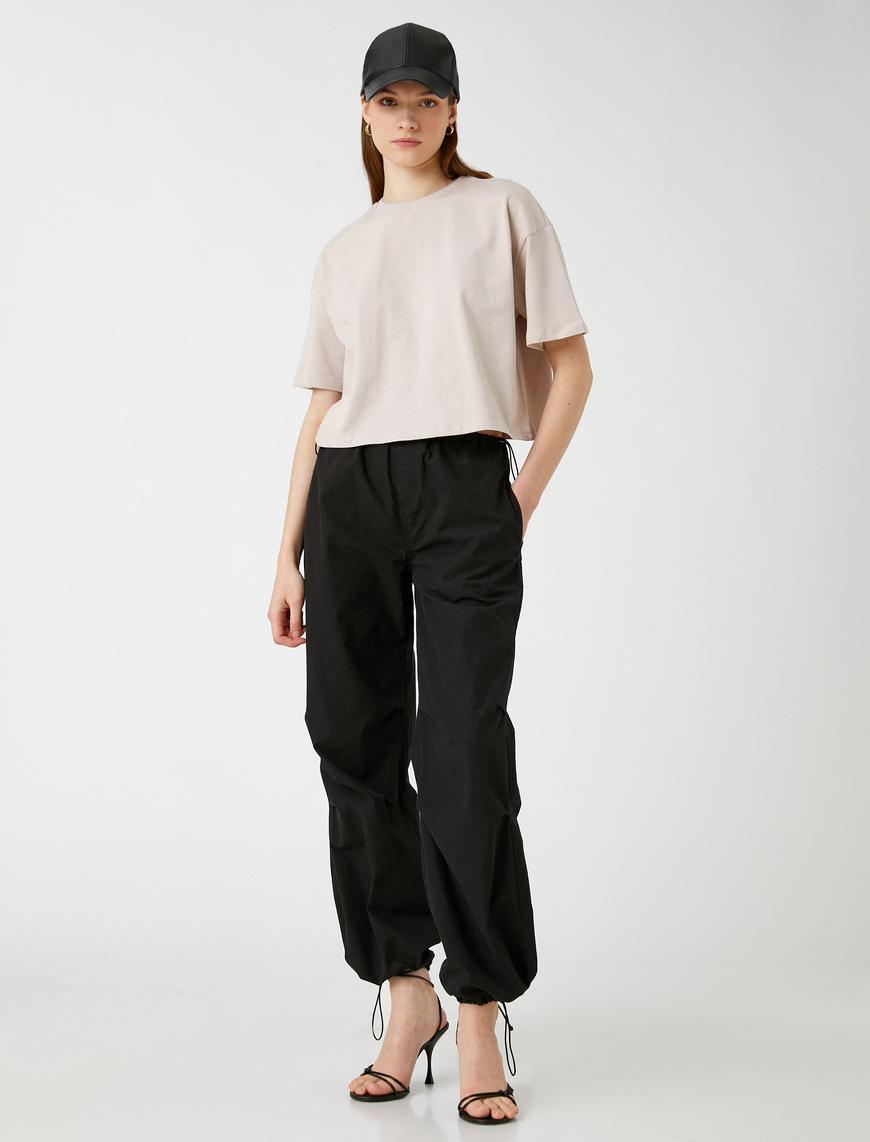   Crop Tişört Kısa Kollu Relax Fit