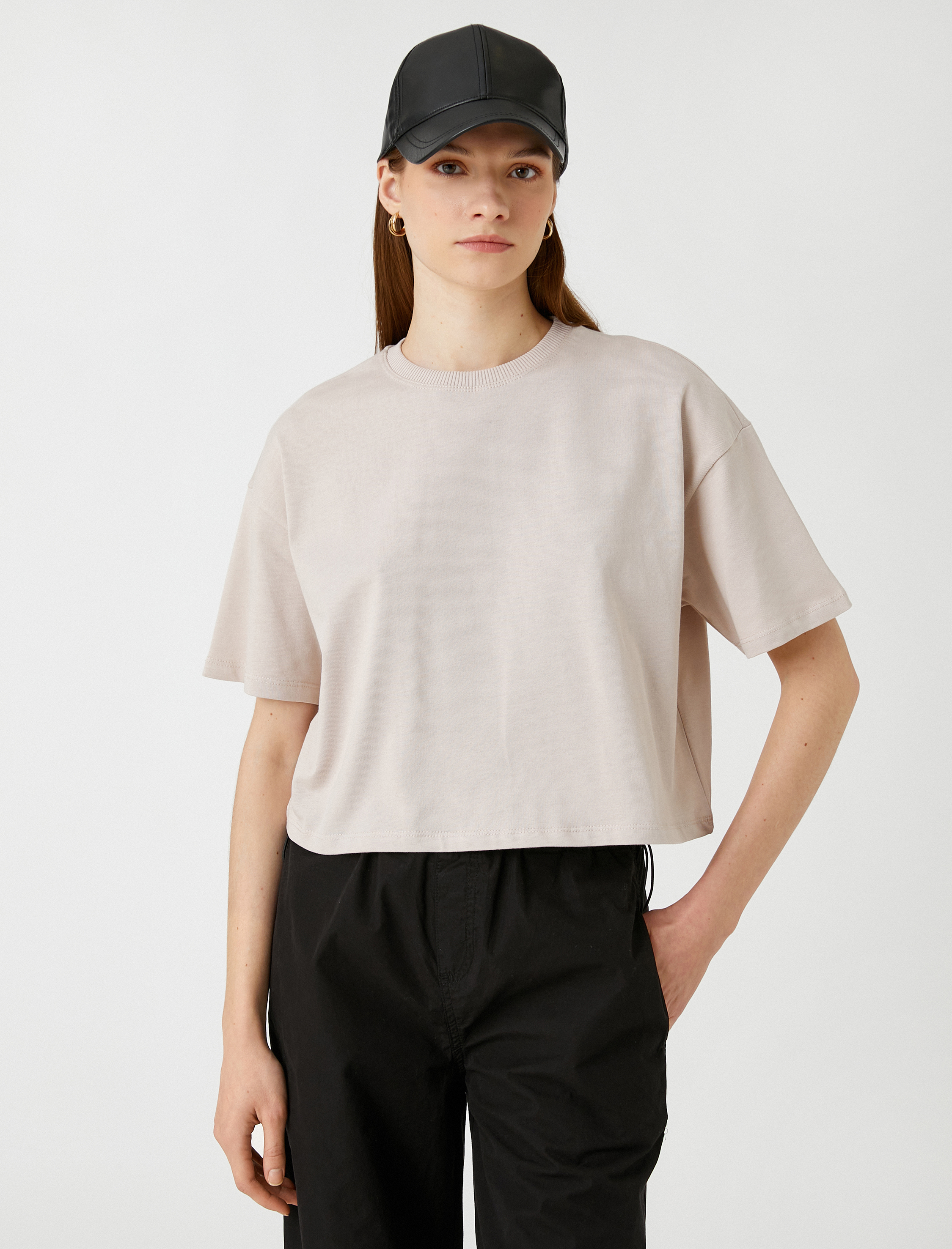   Crop Tişört Kısa Kollu Relax Fit