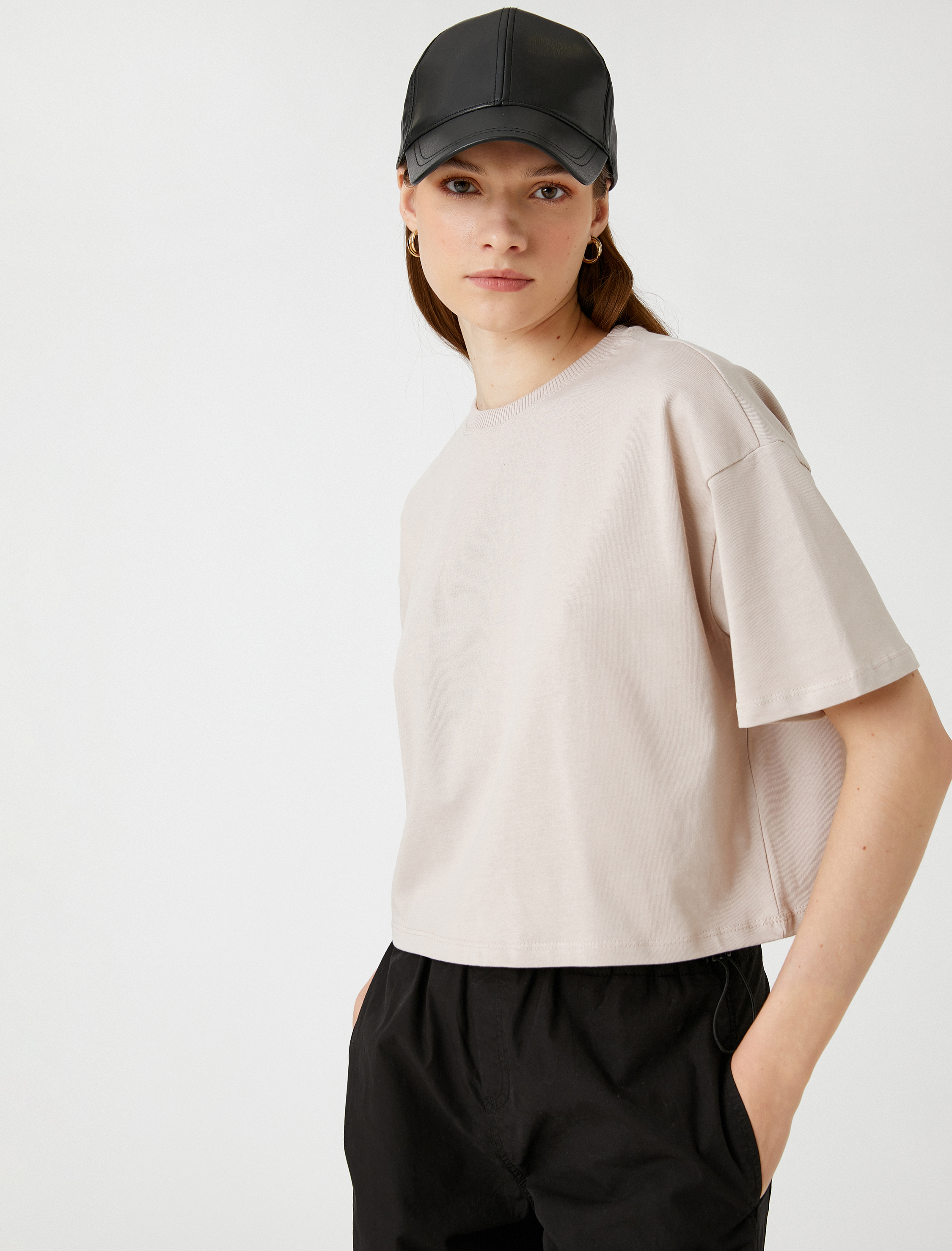   Crop Tişört Kısa Kollu Relax Fit