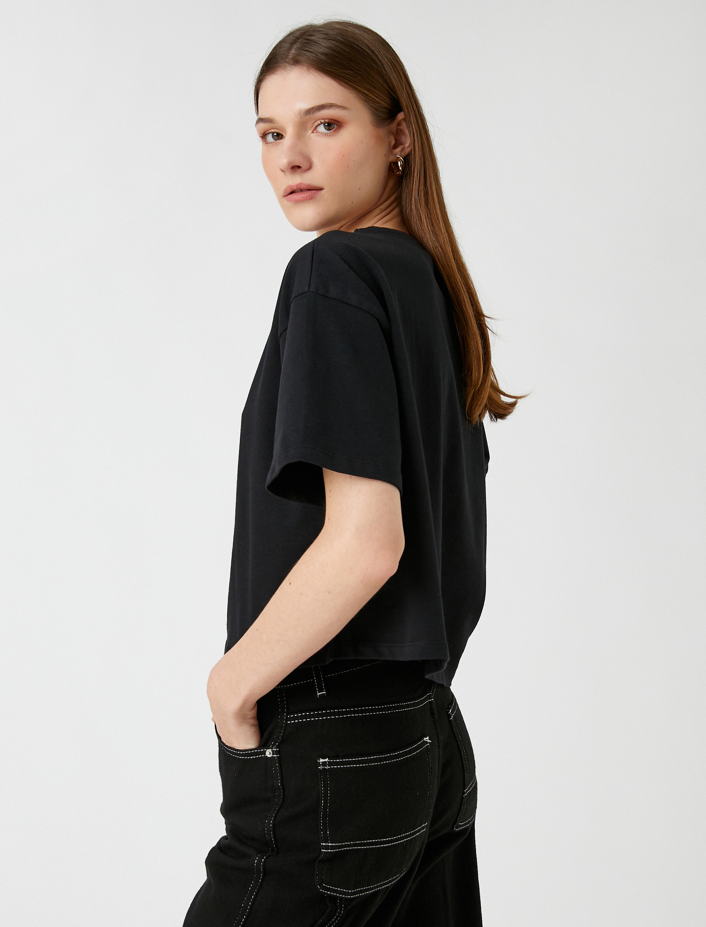   Crop Tişört Kısa Kollu Relax Fit