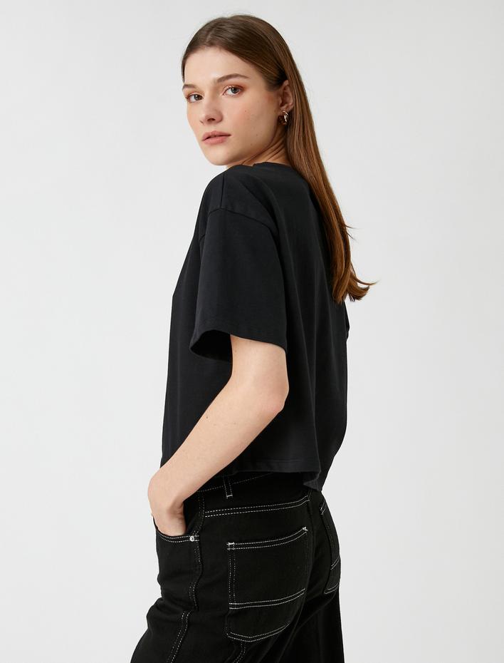  Crop Tişört Kısa Kollu Relax Fit