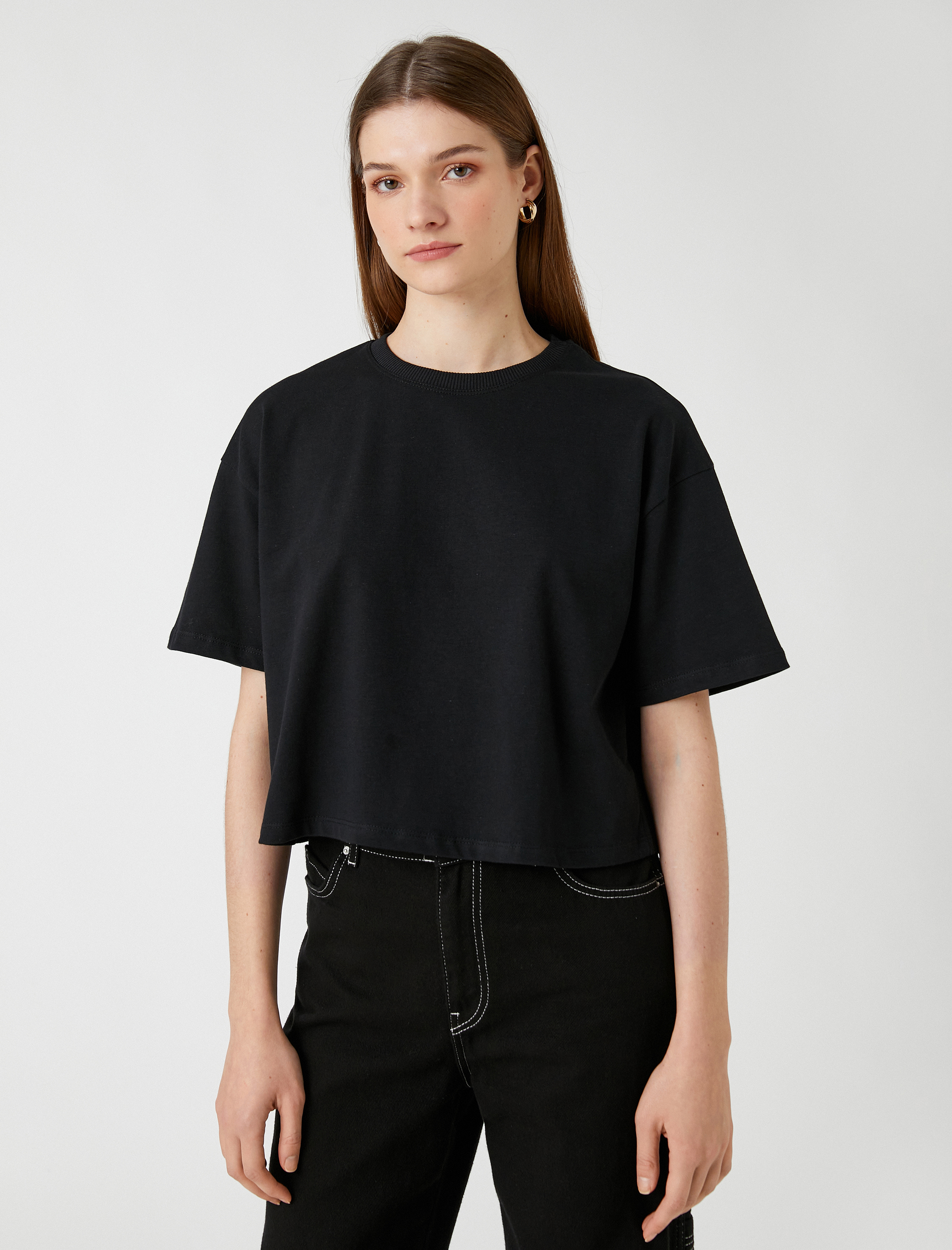   Crop Tişört Kısa Kollu Relax Fit