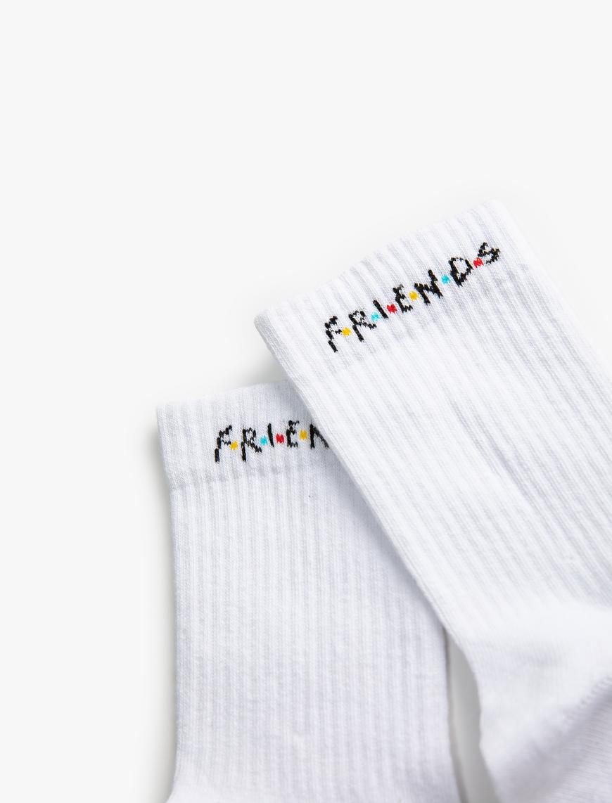  Erkek Friends Soket Çorap Lisanslı İşlemeli